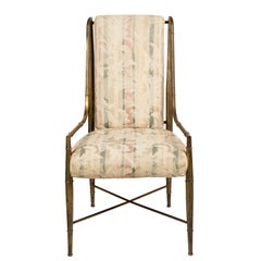 Set of Seven Faux Bamboo Brass Chairs By Mastercraft