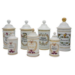 Vintage Set of Seven French Apothecary Jars