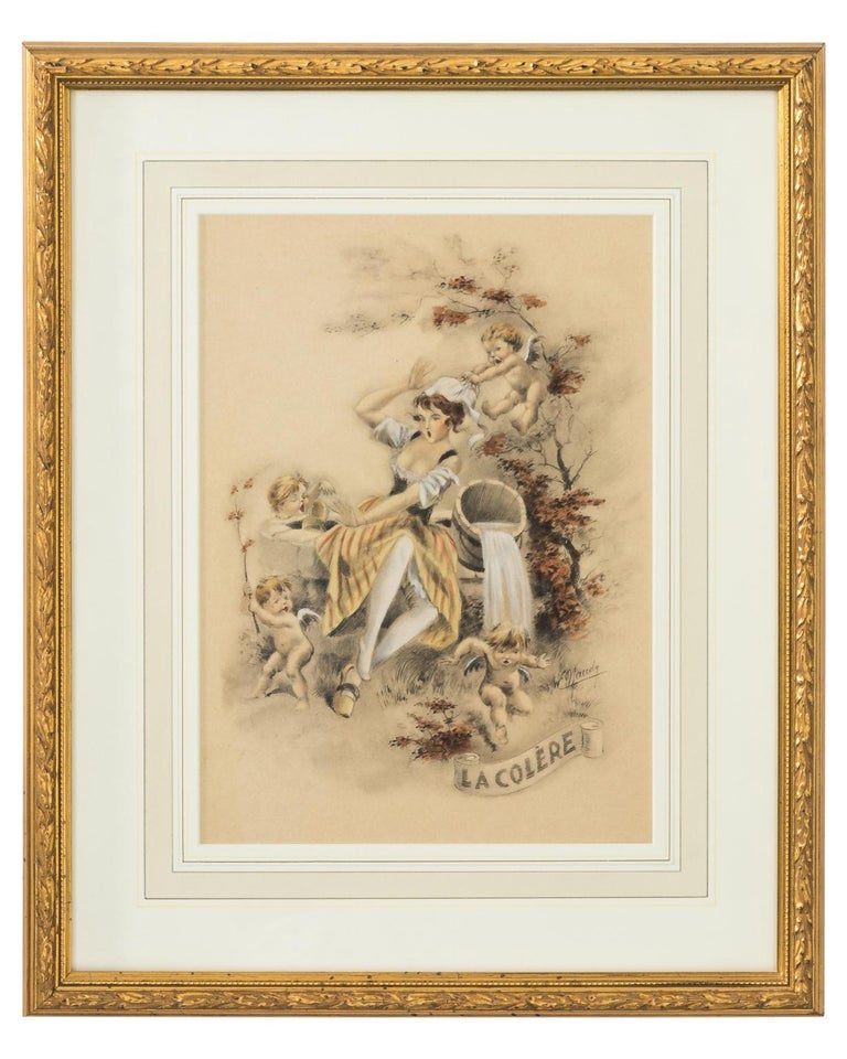 Set of Seven French Hand Colored Prints For Sale at 1stdibs