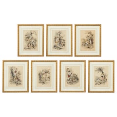 Set of Seven French Hand Colored Prints