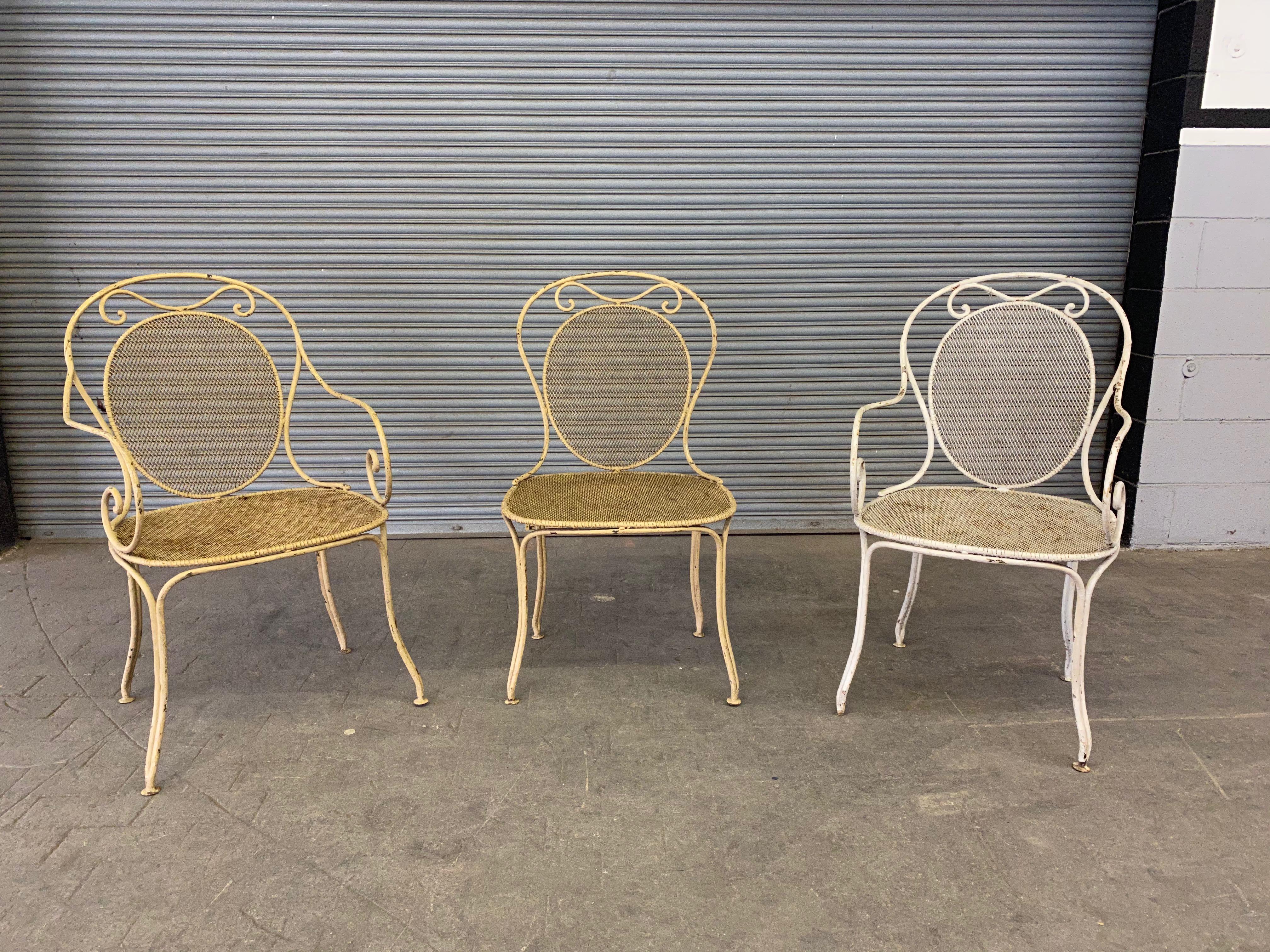 Early 20th Century Set of Seven French Iron Garden Chairs