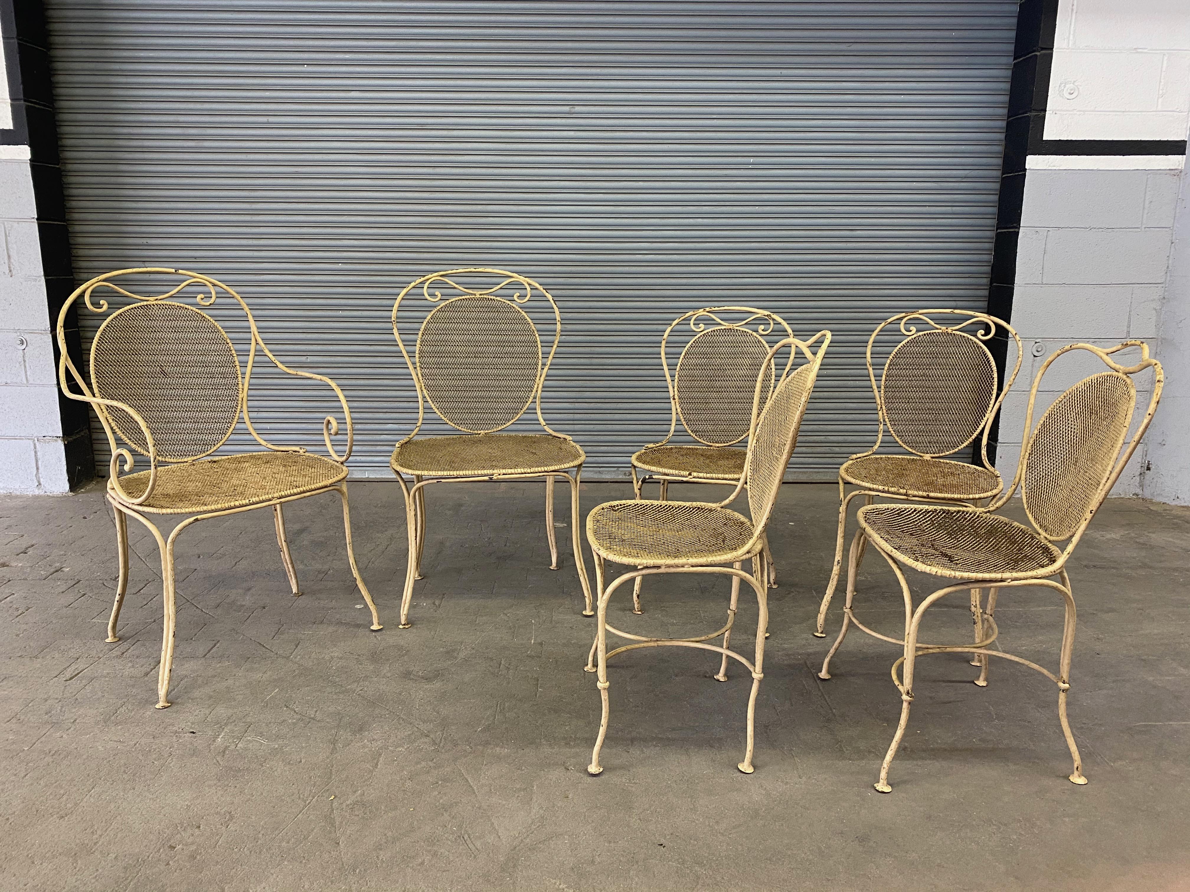 Set of Seven French Iron Garden Chairs 3