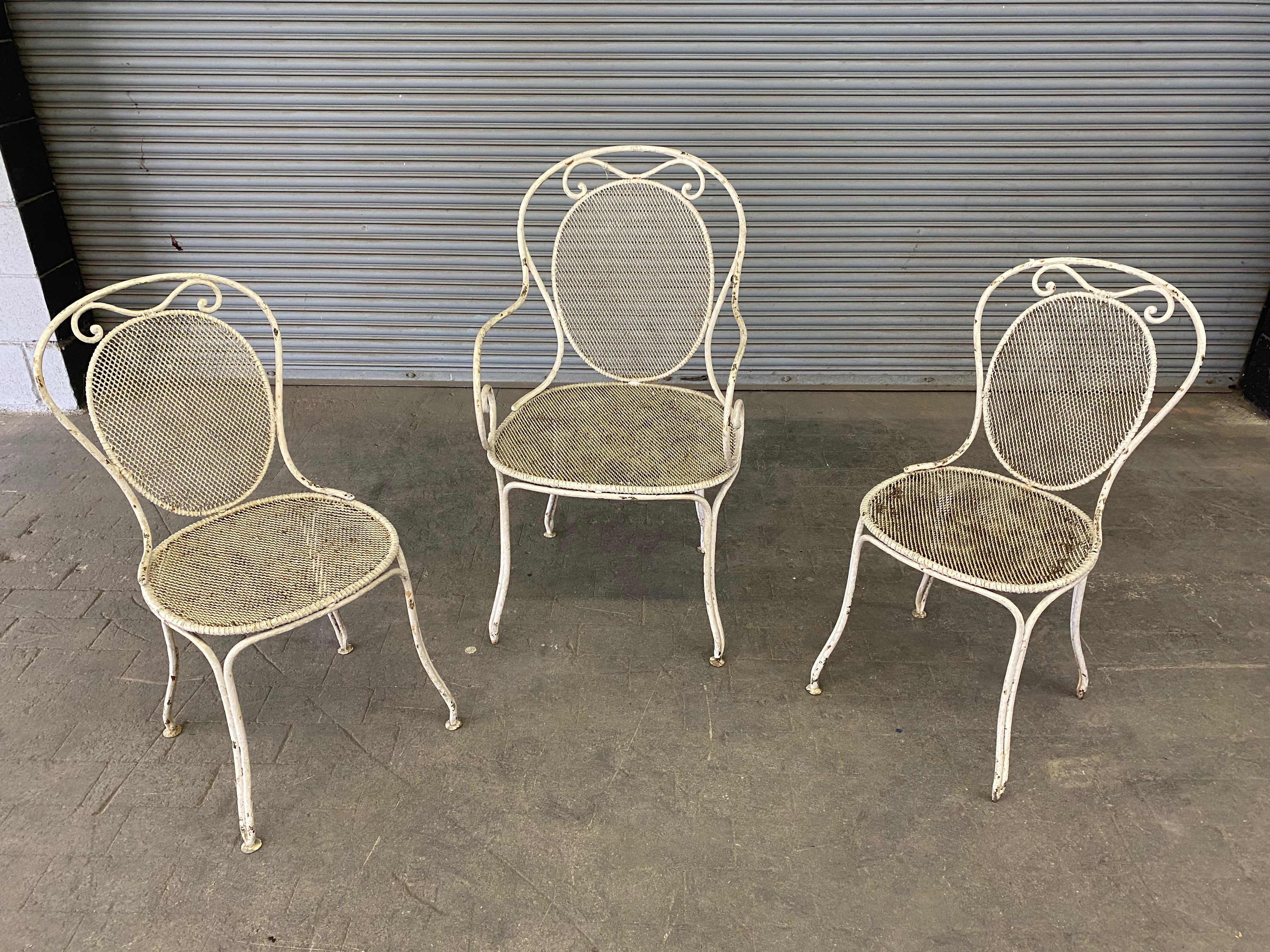 Set of Seven French Iron Garden Chairs 4