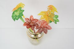 Conjunto de siete flores de cristal, Novy Bor Glassworks, años 50.