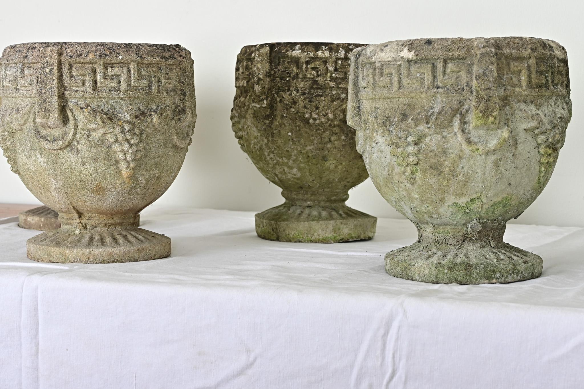 Set of Seven Greek Key Stone Planters 5