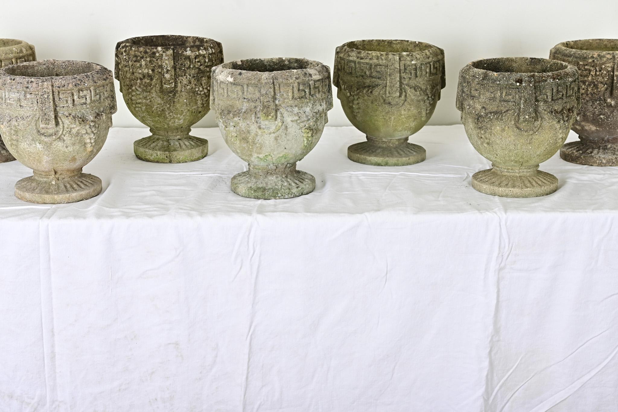 Set of Seven Greek Key Stone Planters 8
