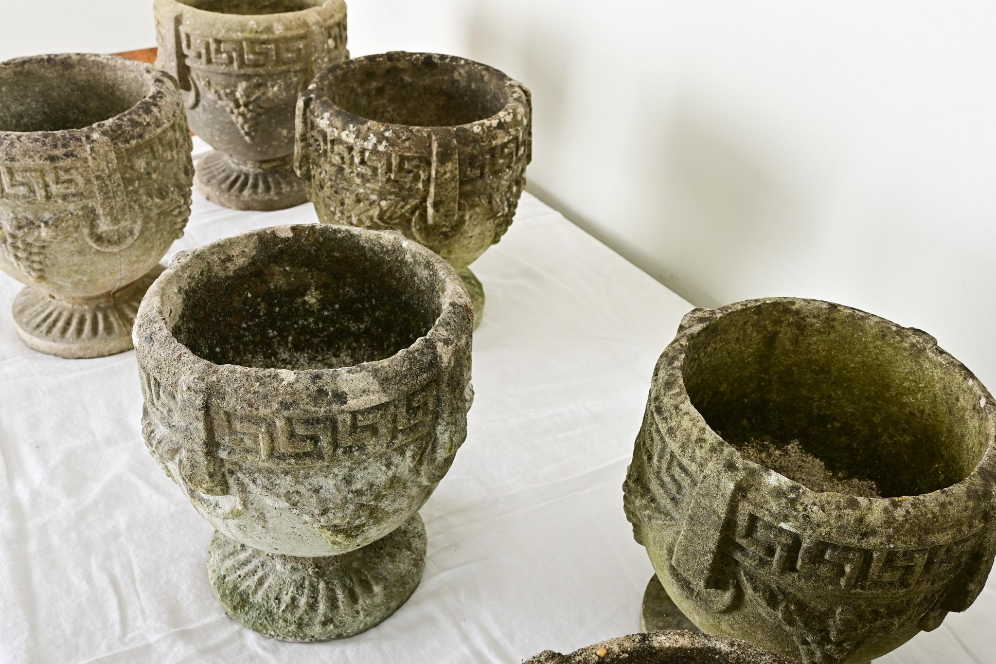 Set of Seven Greek Key Stone Planters 9