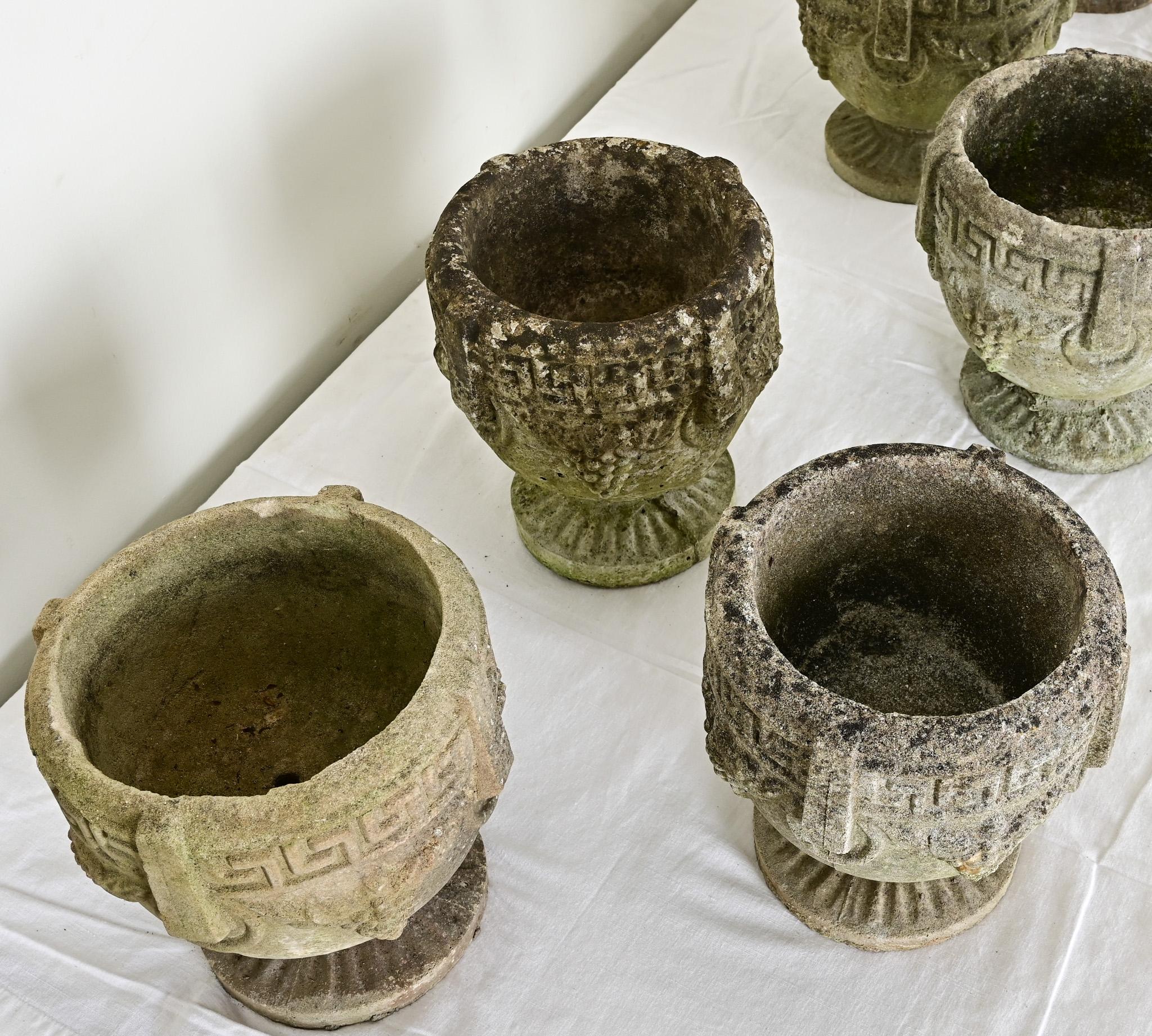 Set of Seven Greek Key Stone Planters 2