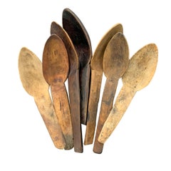 Ensemble de sept cuillères marocaines sculptées à la main