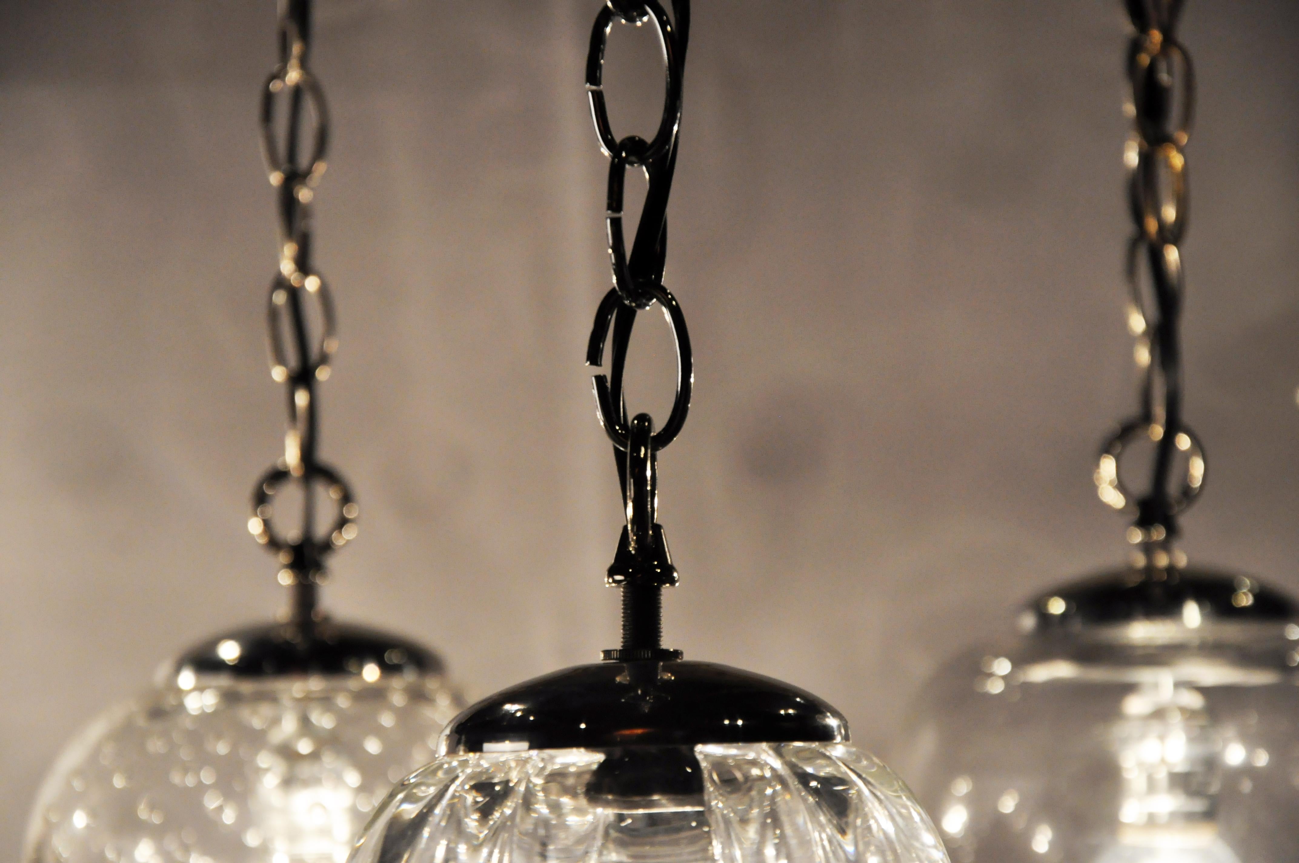 Set of Seven Handblown Glass Pendant Light Fixture 3