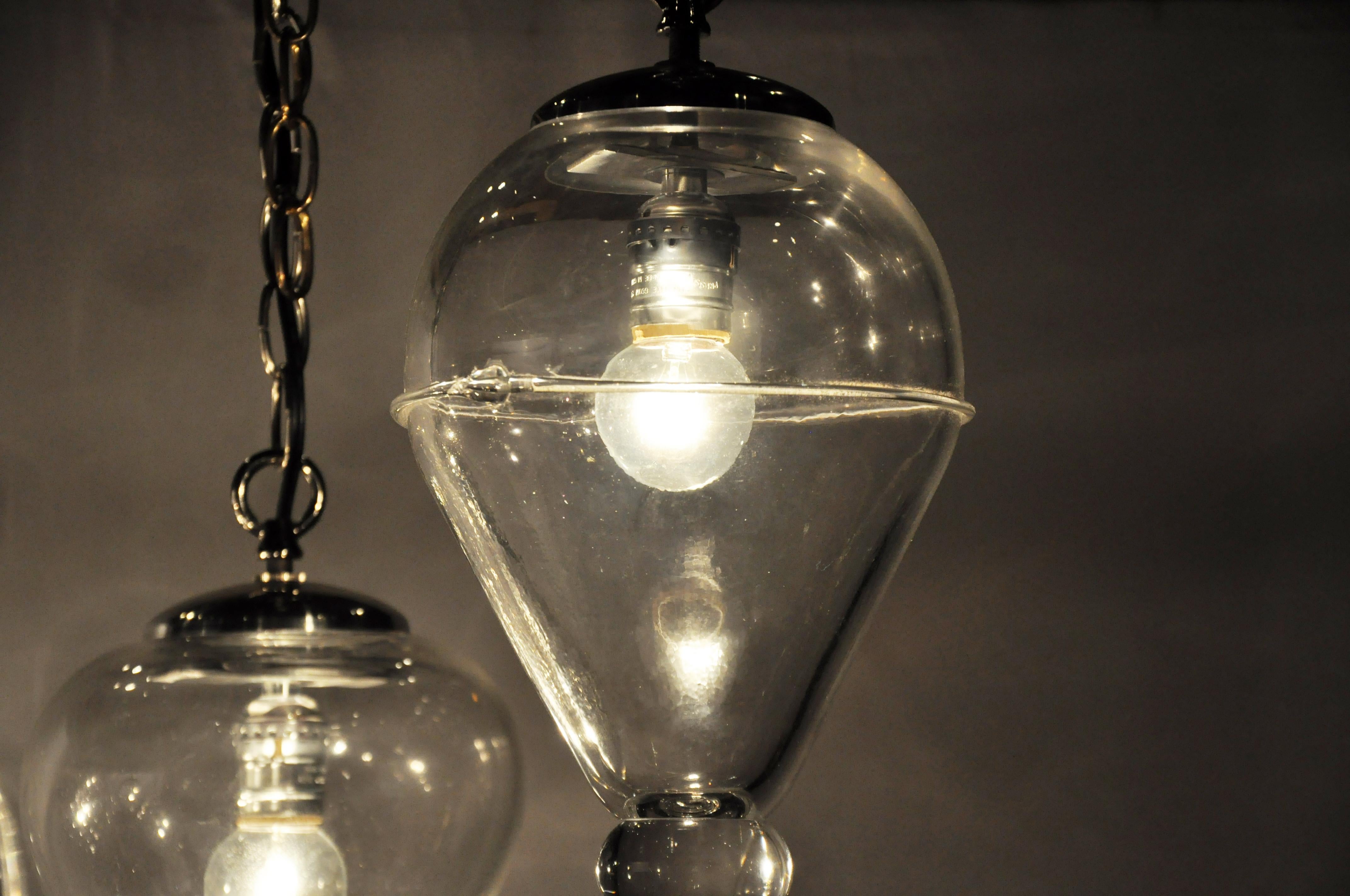 Set of Seven Handblown Glass Pendant Light Fixture 6