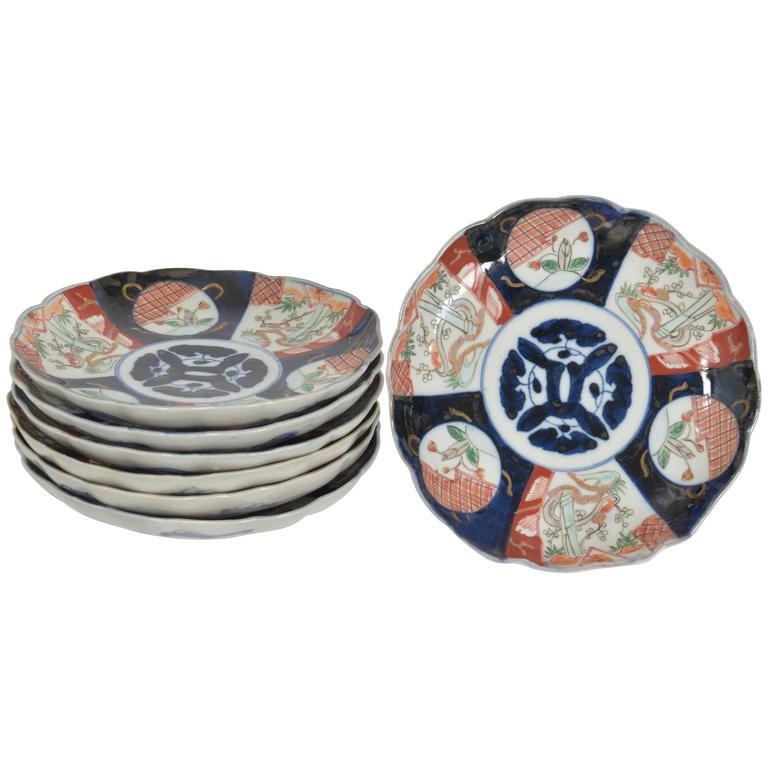 Japanese Set of Seven Imari Plates For Sale
