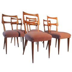Set of Seven Italian Maple Dining Chairs Attributable to Vittorio Dassi, 1950s