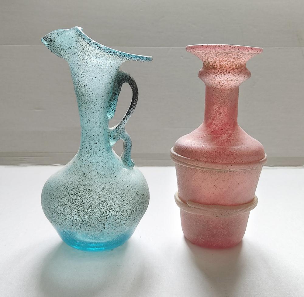 Set of Seven Italian Vintage Textured Blown Murano Glass Vases For Sale 3
