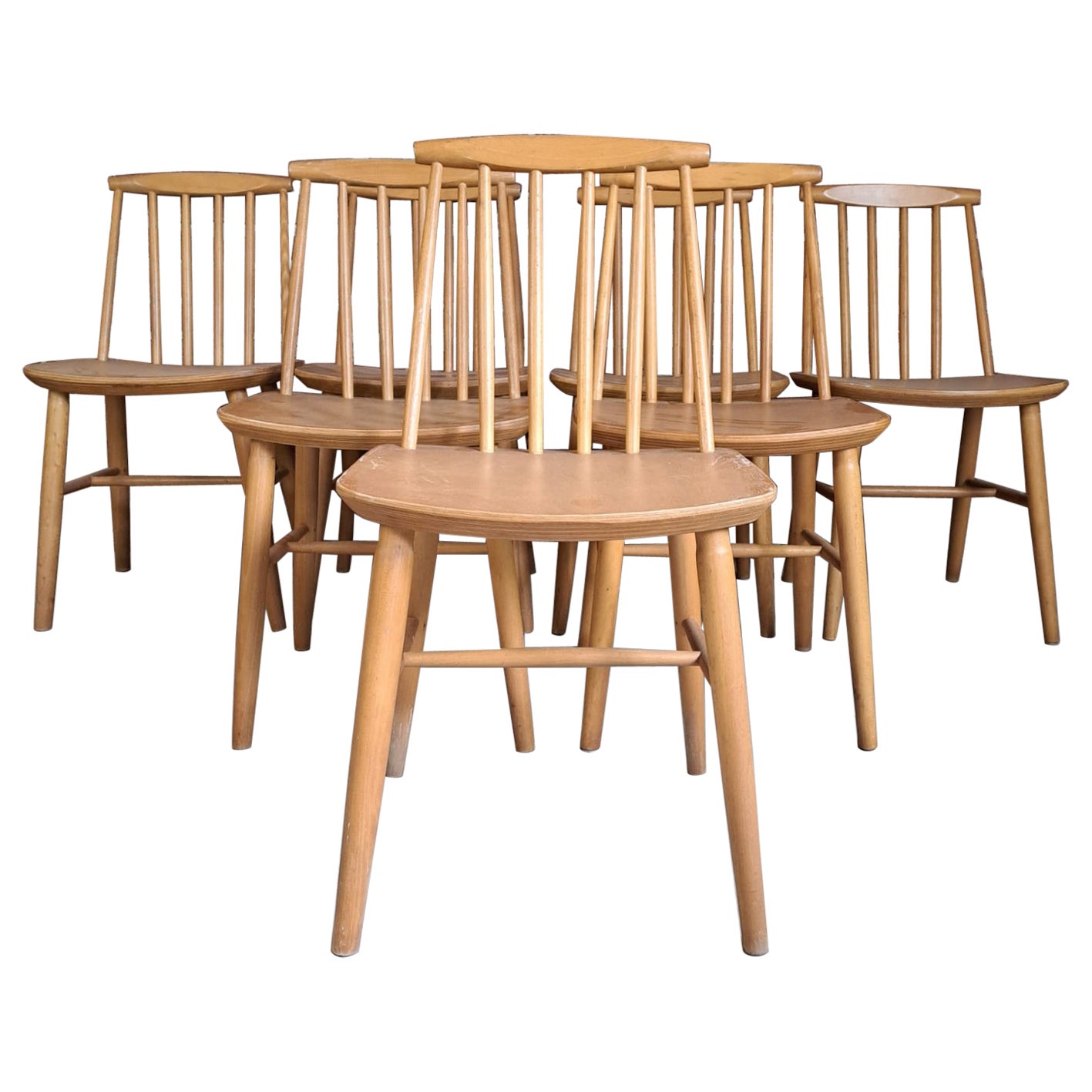 Set of Seven J77 Chairs, Denmark, 1960