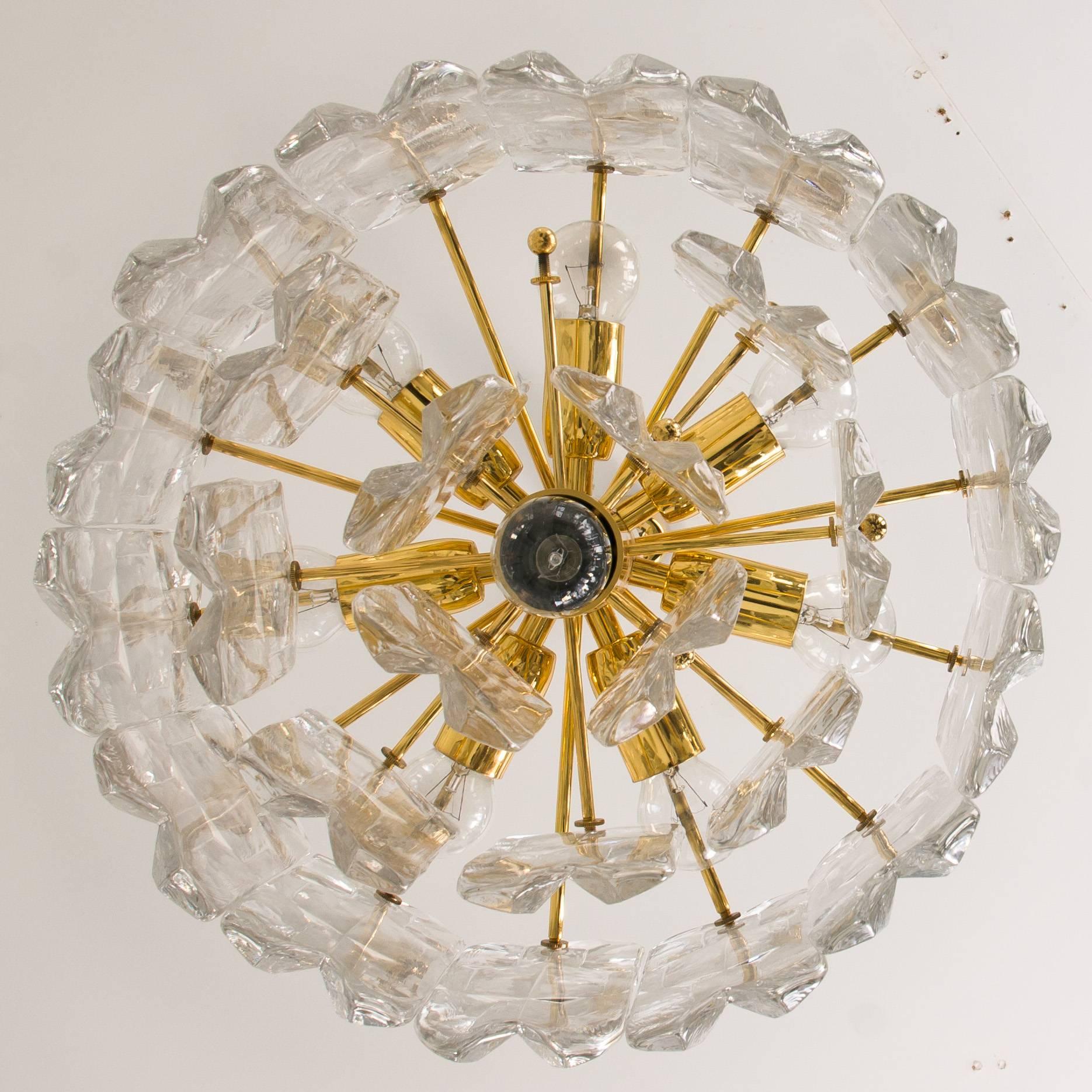 Set of Seven J.T. Kalmar 'Palazzo' Light Fixtures Gilt Brass and Glass, 1970 For Sale 7