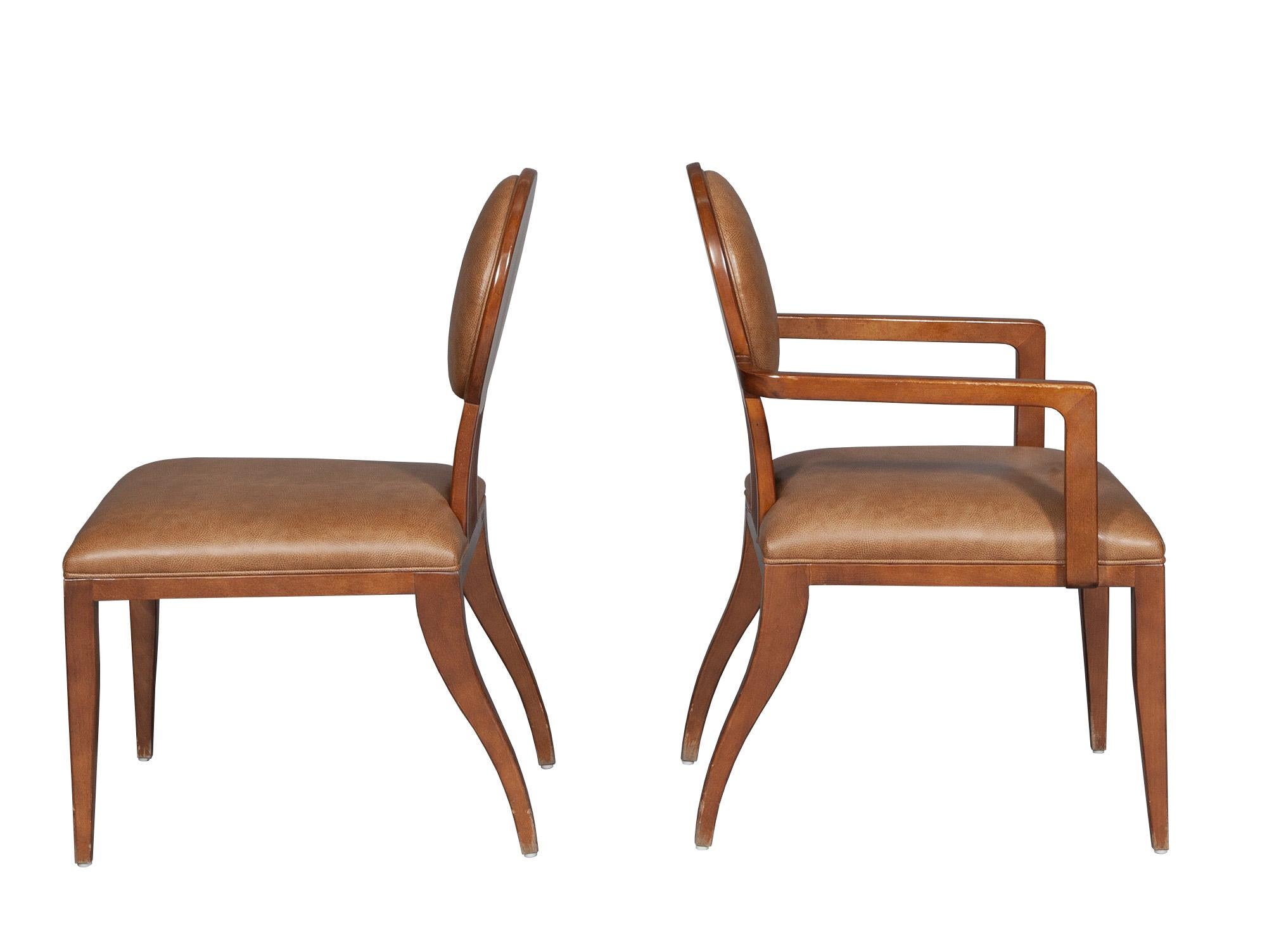Ensemble de sept chaises de salle à manger Antelope en bois teinté Juan Montoya Bon état - En vente à New York, NY