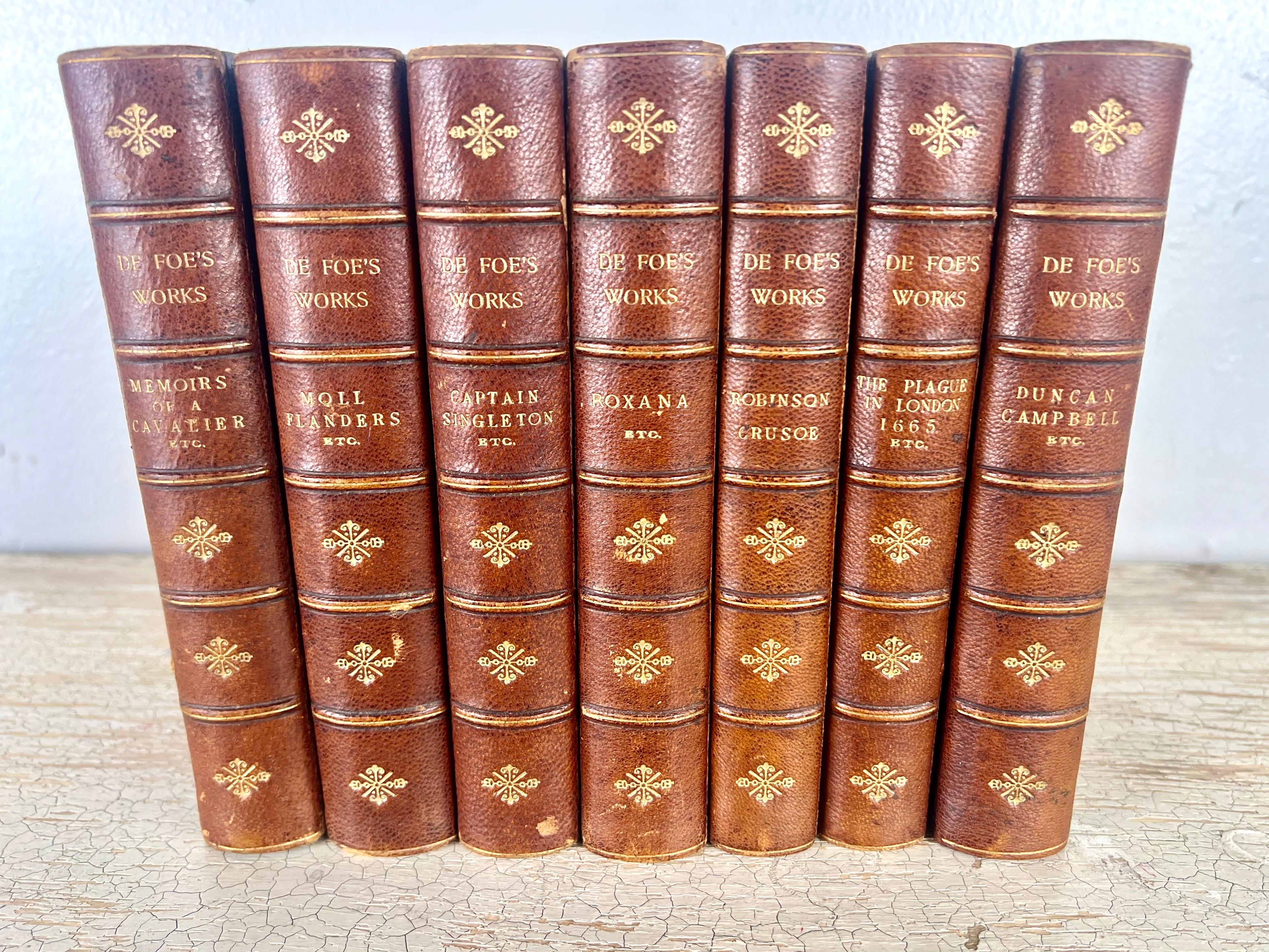 A rare set of Daniel Defoe's works published in 1878 by George Bell & son's in London.  George Bell & Sons was a reputable publisher in the 19th century, known for producing high-quality literary works.

The set was published in 1878 which is later