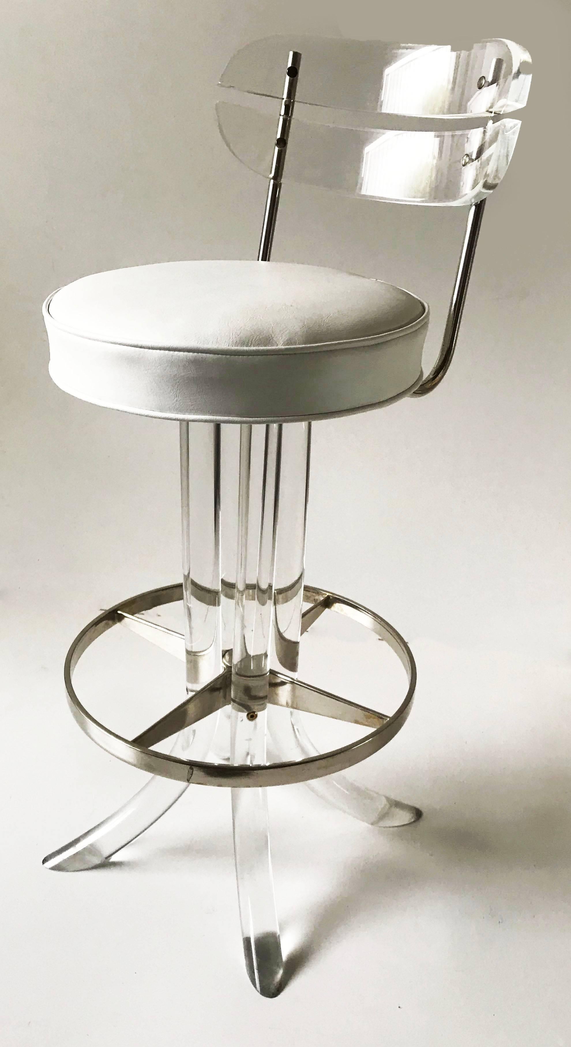 Late 20th Century Set of Seven Lucite Bar Stool