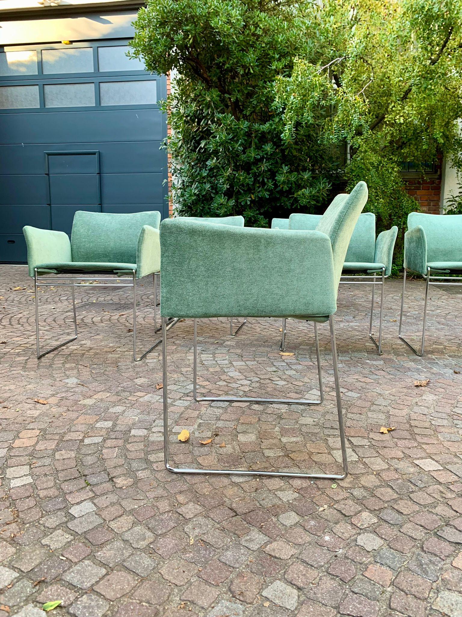 Acier inoxydable Ensemble de sept chaises Maja par Kazuhide Takahama pour Cassina, années 1960, Italie en vente
