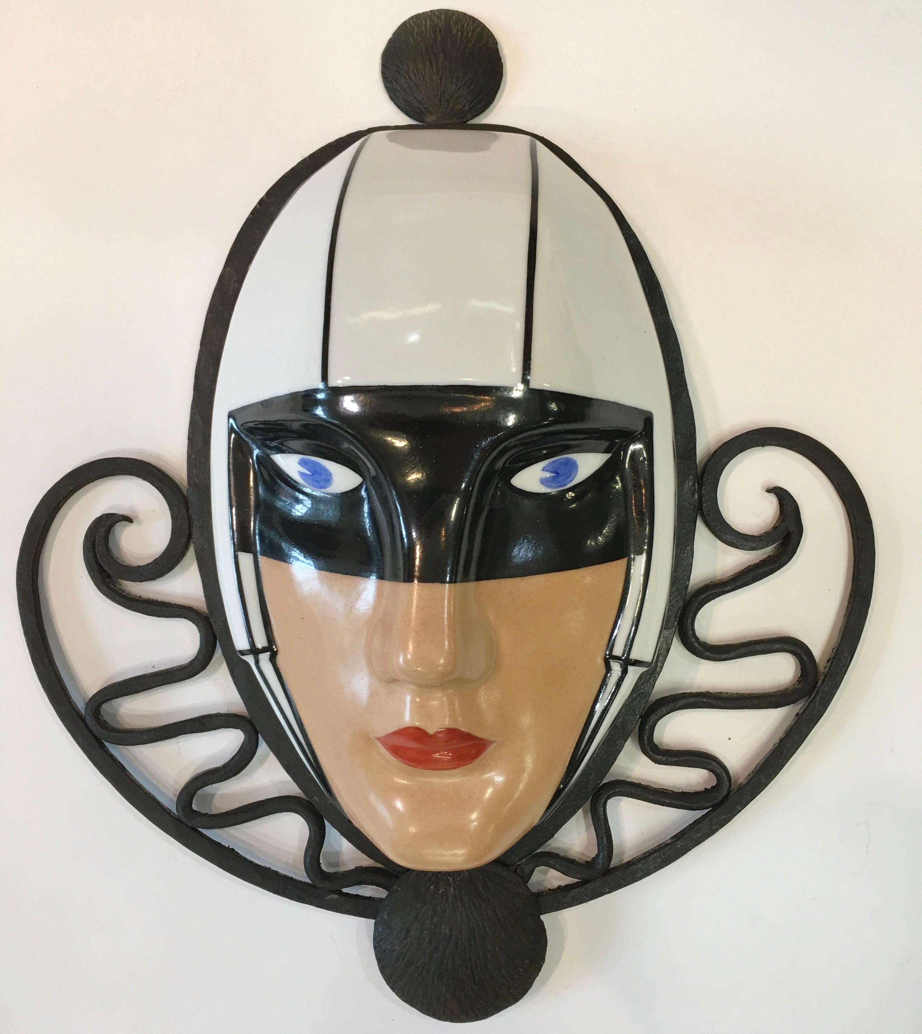 Set of Seven Marcel Bever Art Deco Mask Wall Lights 10