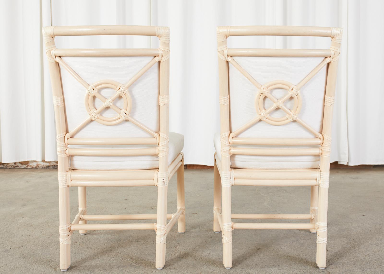 Set of Seven McGuire Blonde Rattan Target Dining Chairs 11