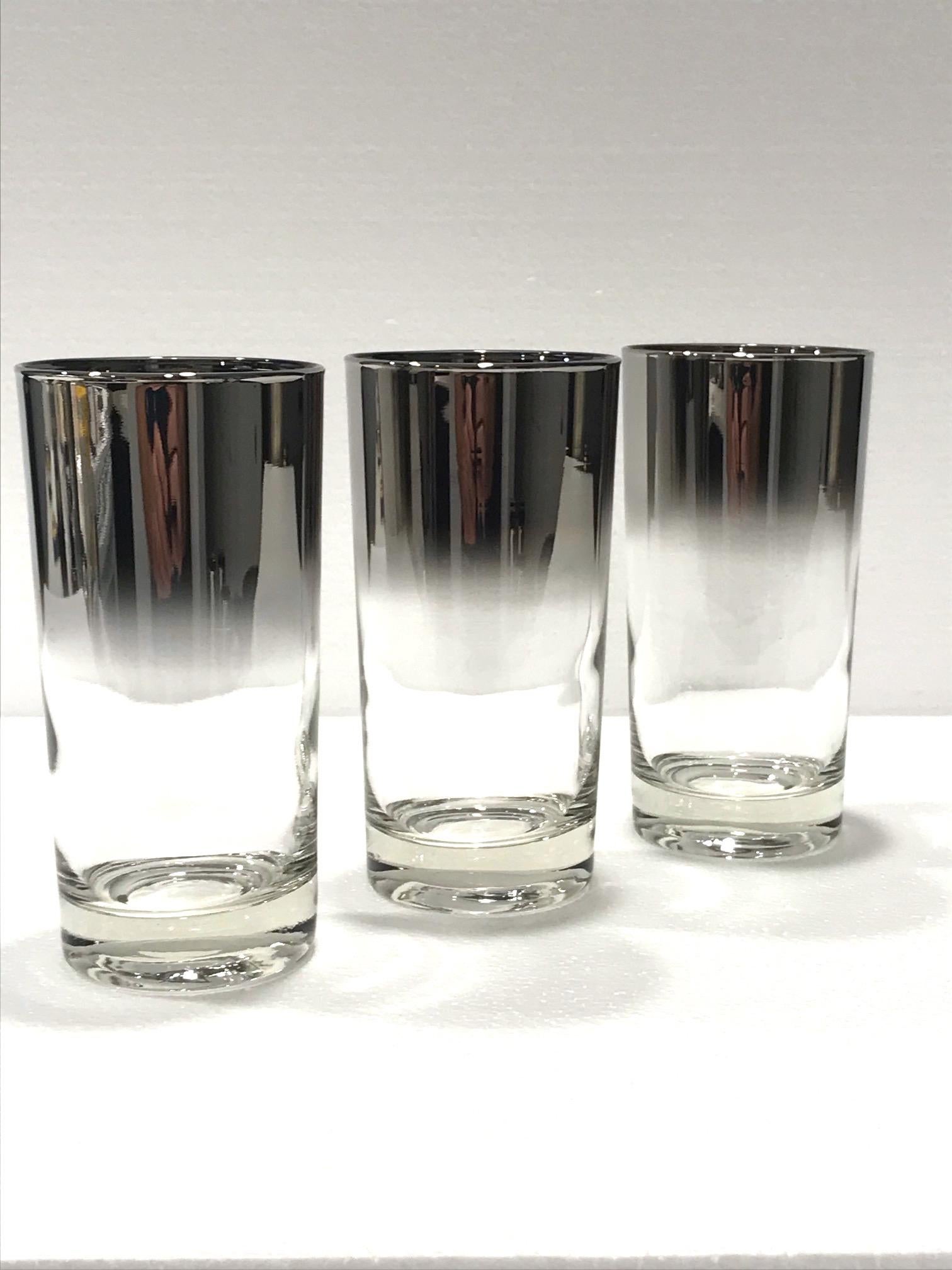 Set of Seven Mid-Century Modern Barware Glasses with Silver Overlay, 1960s 5