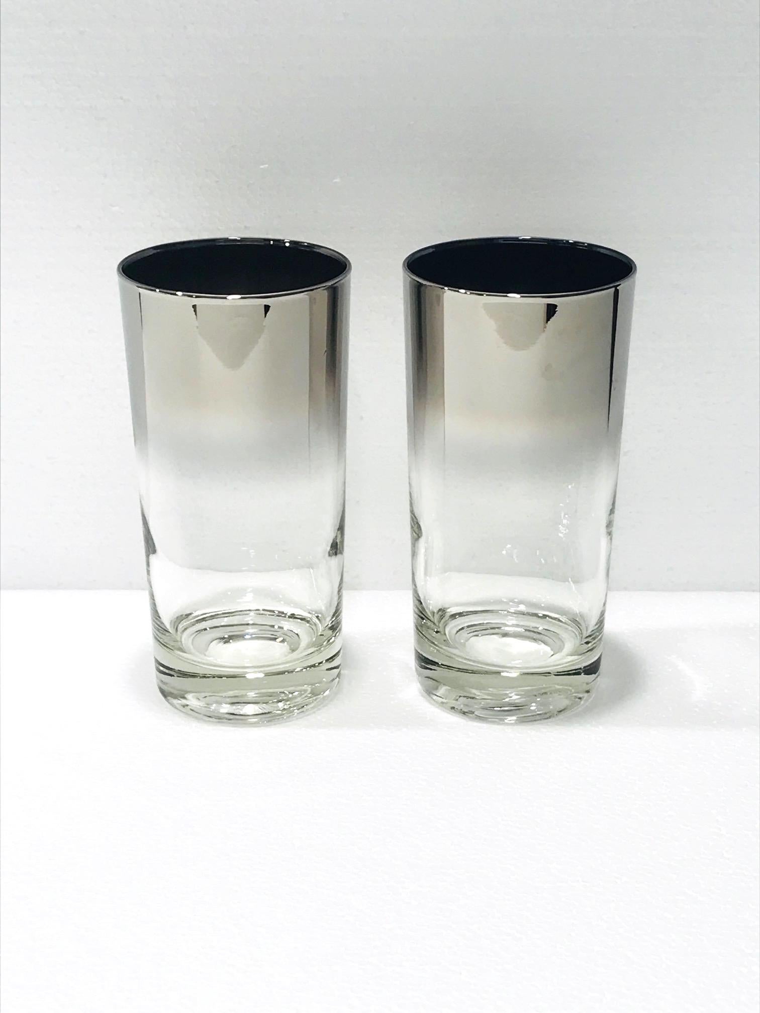 Mid-20th Century Set of Seven Mid-Century Modern Barware Glasses with Silver Overlay, 1960s