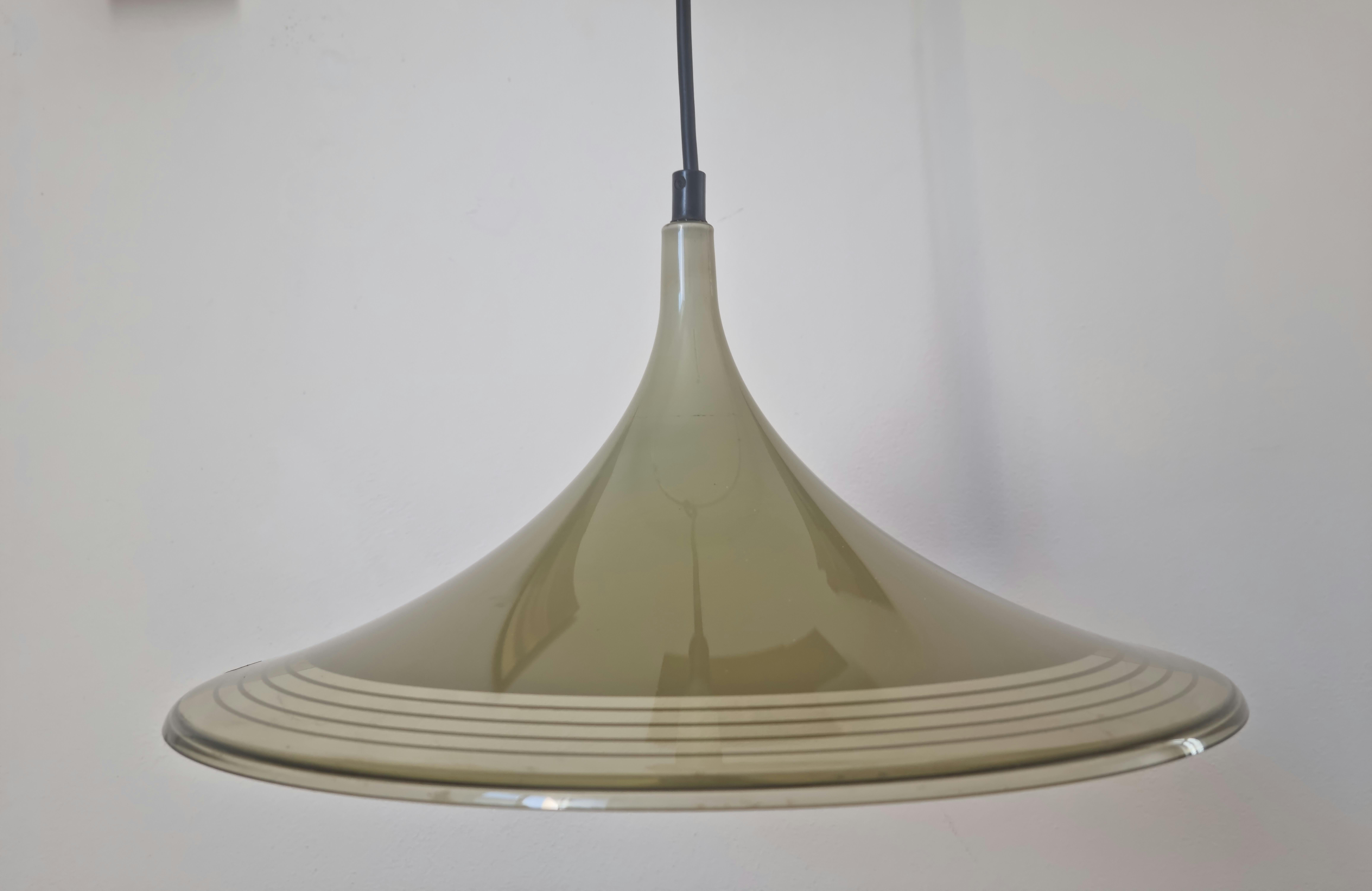 Plastic Set of Seven Midcentury Semi Lamp Style Pendants Meblo, Harvey Guzzini, 1970s For Sale