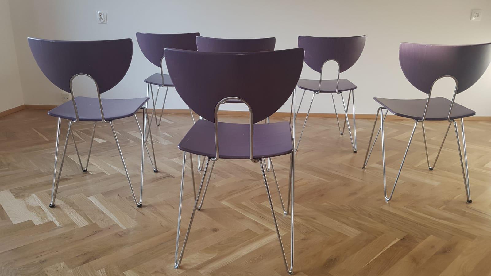 Mid-Century Modern Set of Six Mikado 1800 Chairs designed by Walter Leeman for Kusch+Co, 1970s For Sale