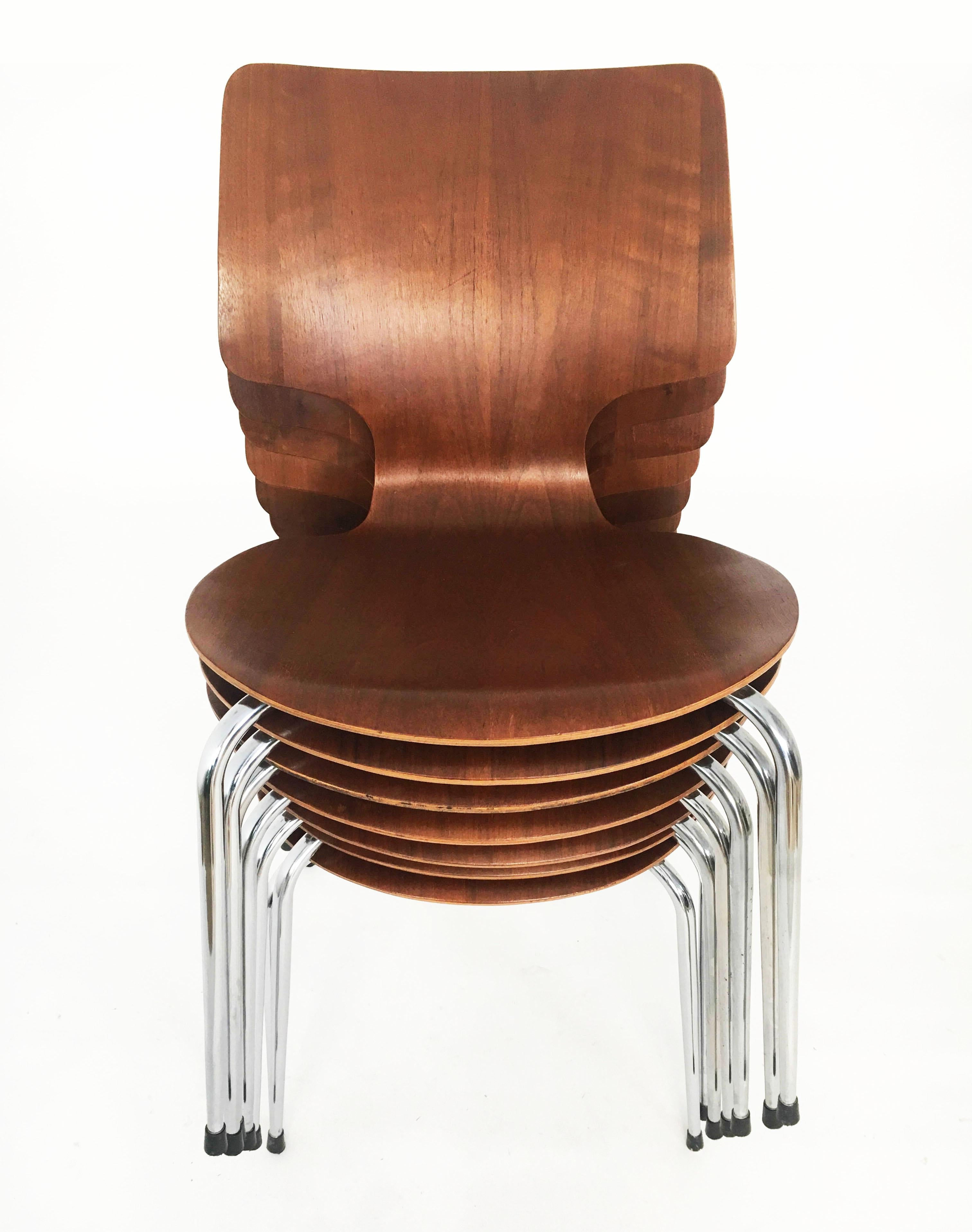 Danish Modern Teak Dining Chairs, Set of Seven, Denmark 1960s For Sale 4