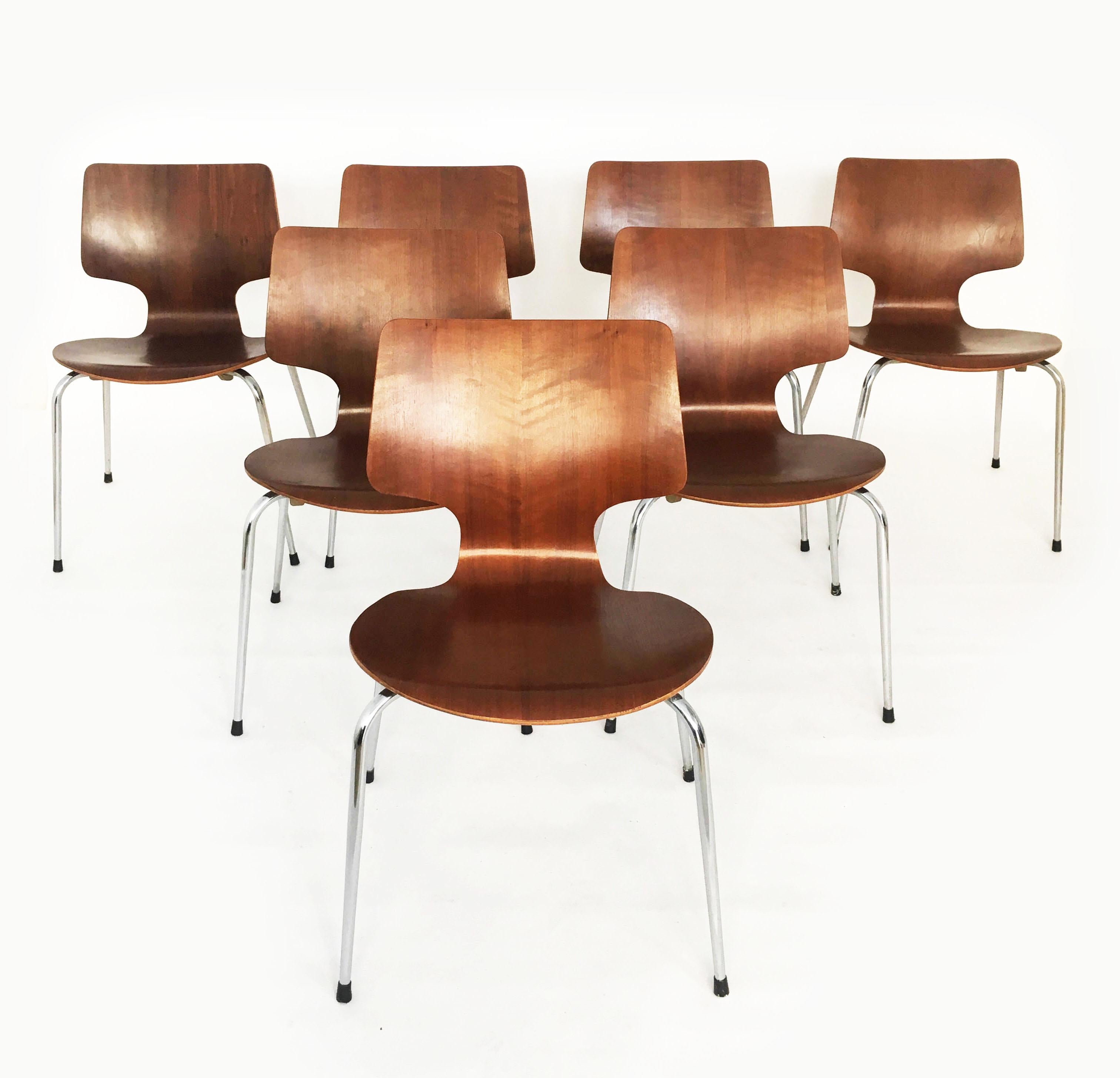 Danish Modern Teak Dining Chairs, Set of Seven, Denmark 1960s.