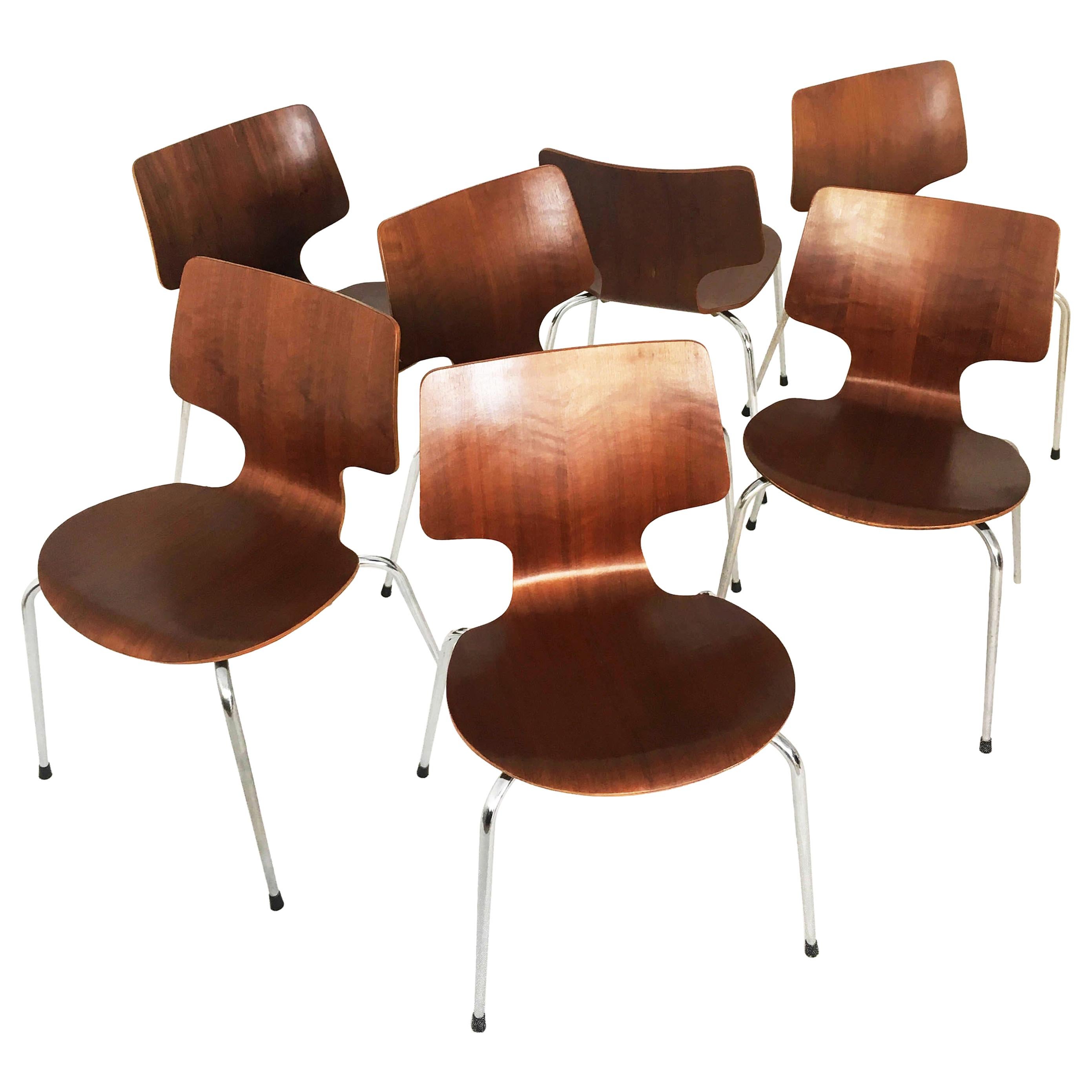 Danish Modern Teak Dining Chairs, Set of Seven, Denmark 1960s For Sale