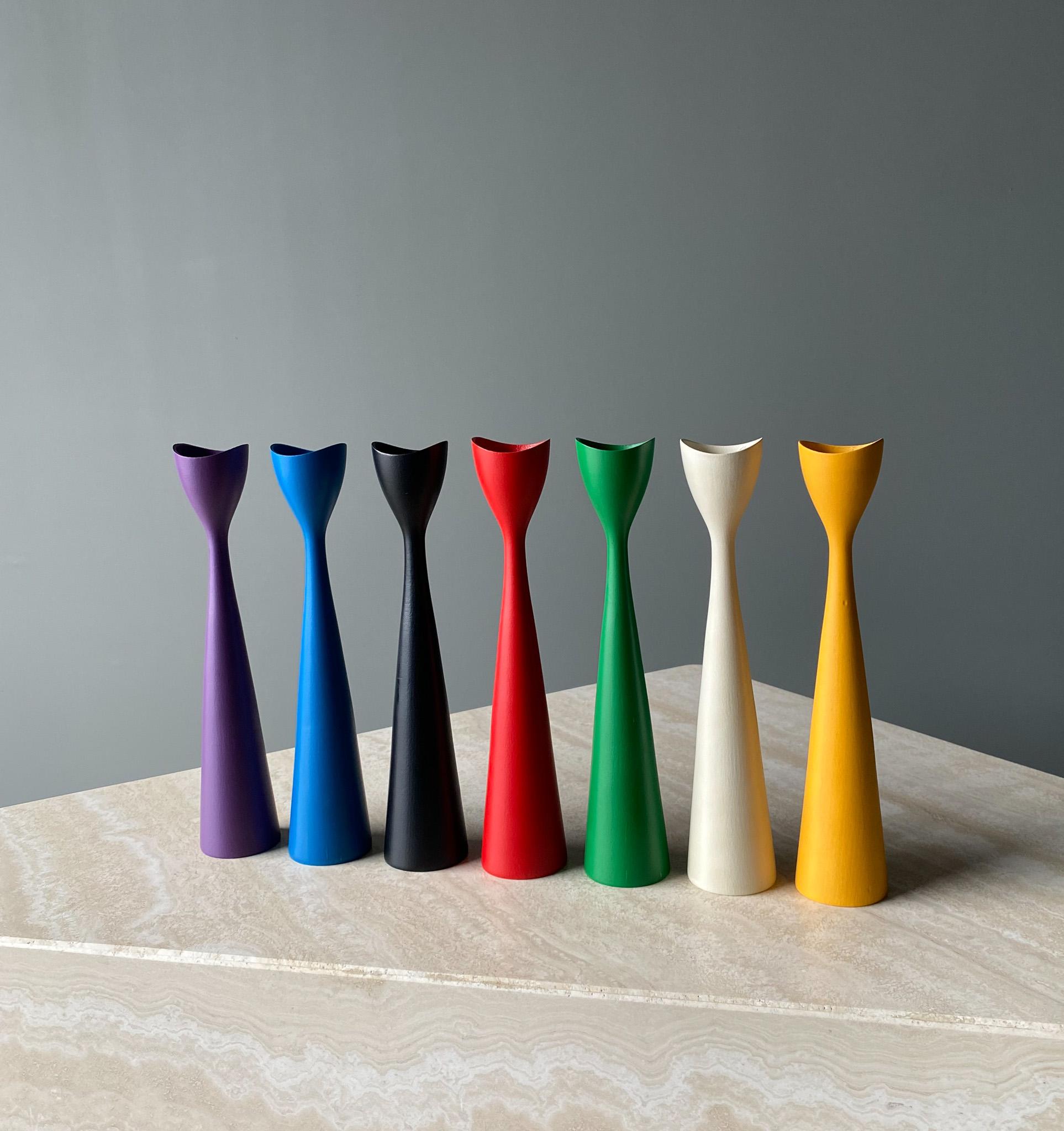 Set of Seven Multicolored Candlesticks by Brdr Bonfils of Denmark, 1960s 5