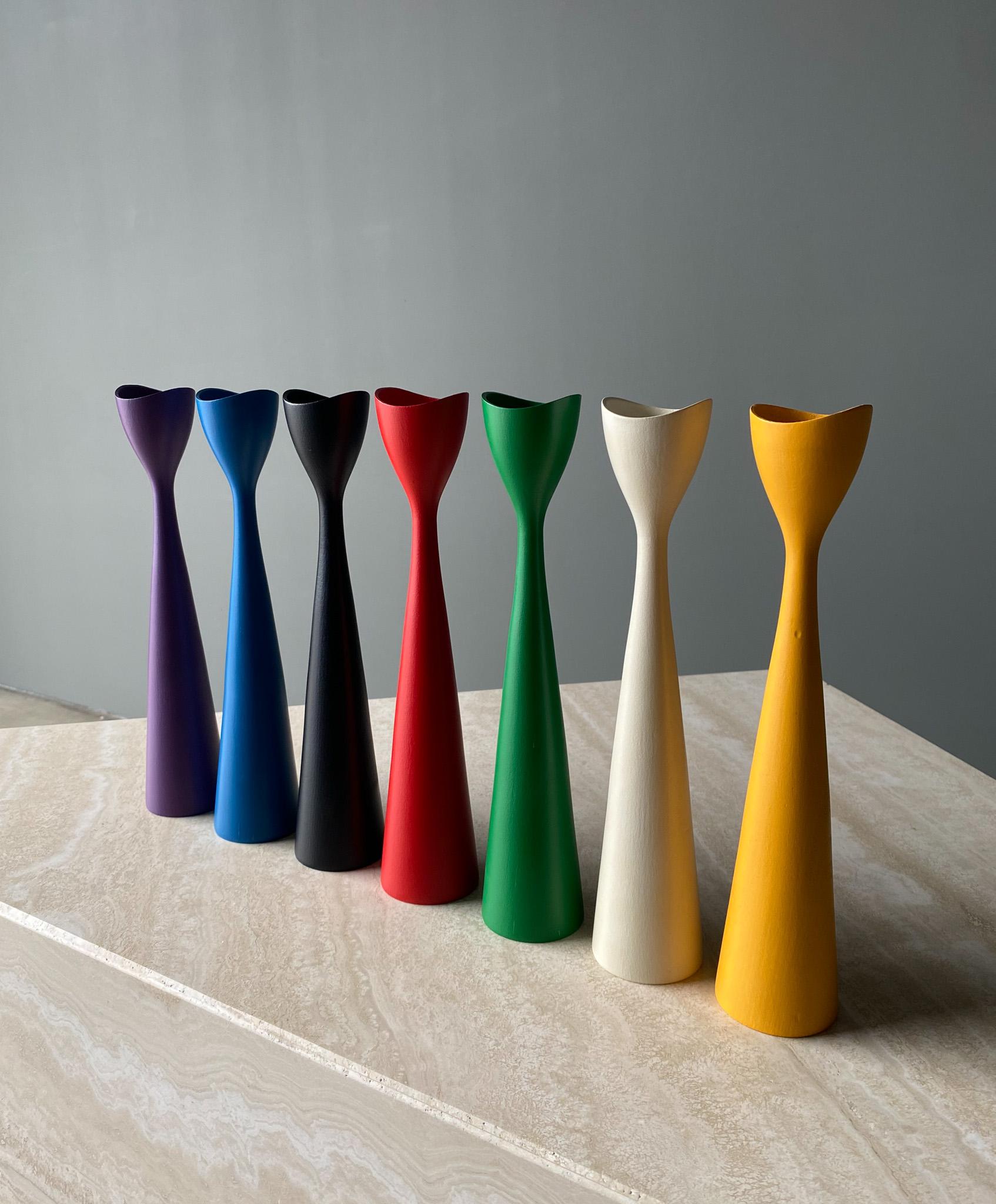 Set of Seven Multicolored Candlesticks by Brdr Bonfils of Denmark, 1960s 8