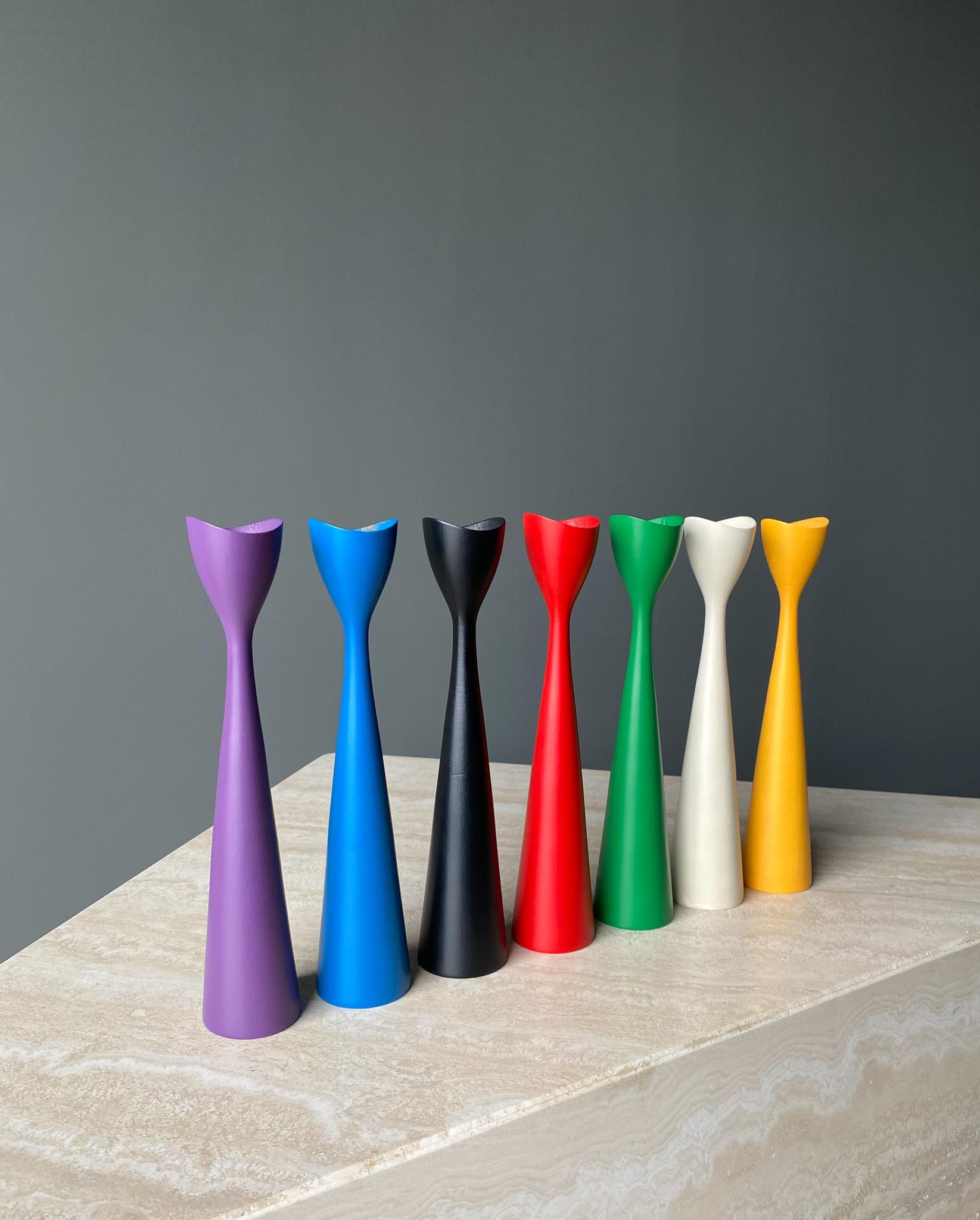 Mid-Century Modern Set of Seven Multicolored Candlesticks by Brdr Bonfils of Denmark, 1960s