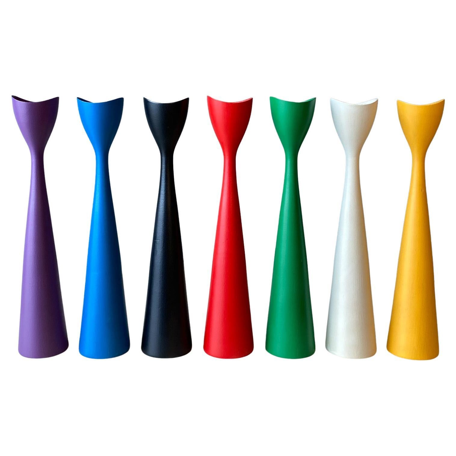 Set of Seven Multicolored Candlesticks by Brdr Bonfils of Denmark, 1960s