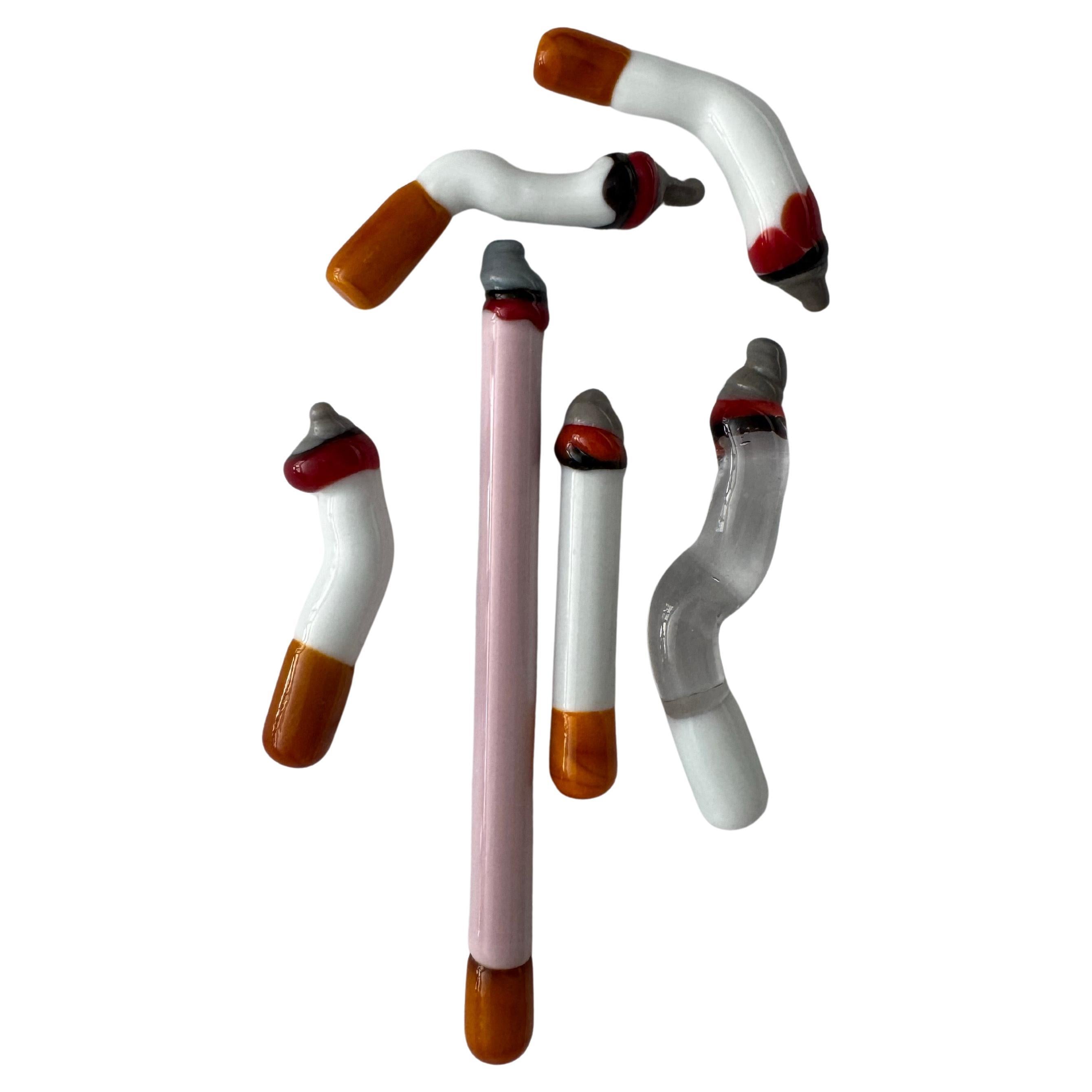 Set of Seven Murano Glass Cigarettes