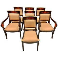 Set of Seven Neoclassical Hand Painted Dining Chairs