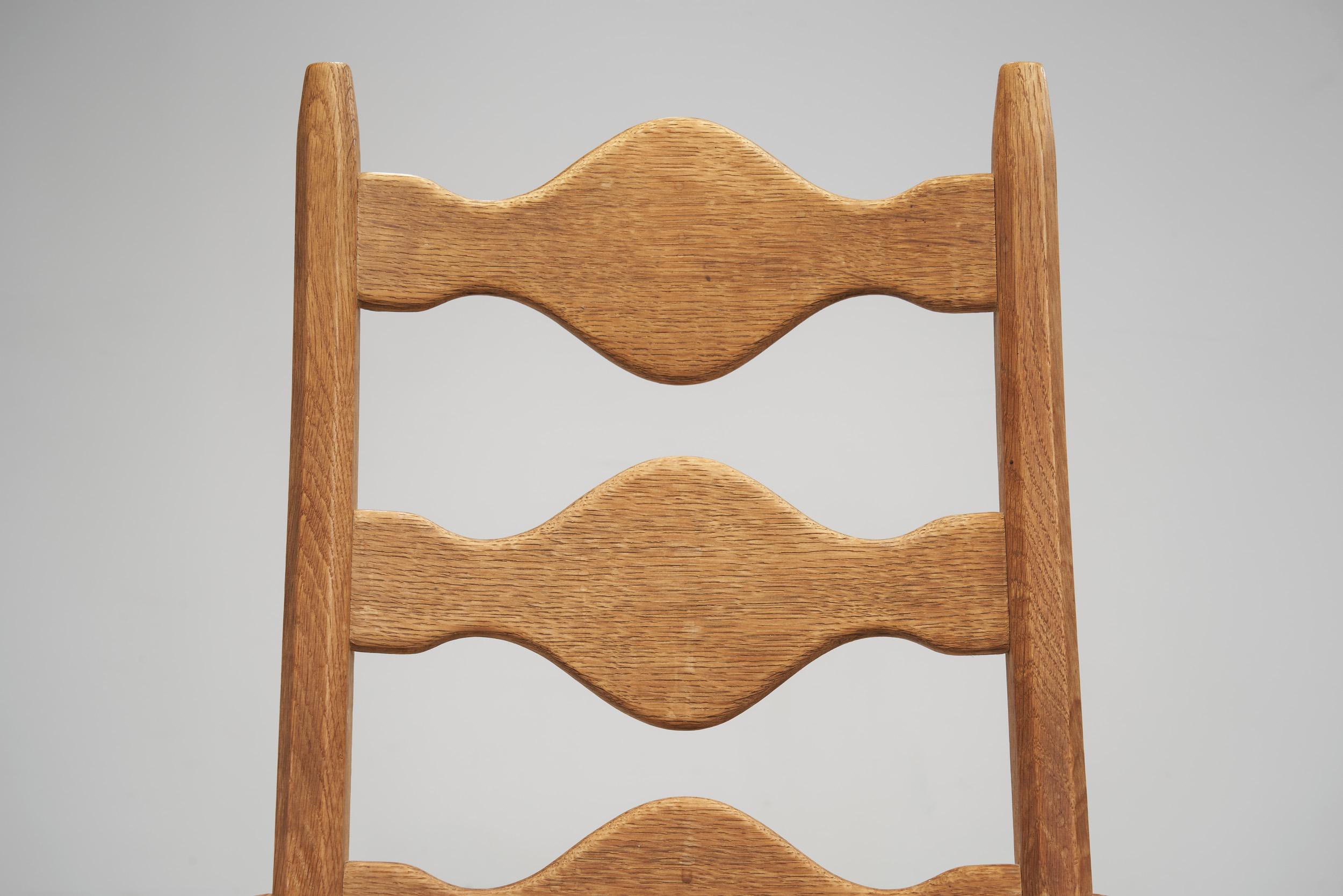 Set of Seven Oak Dining Chairs by Henning Kjærnulf, Denmark, 1960s 5
