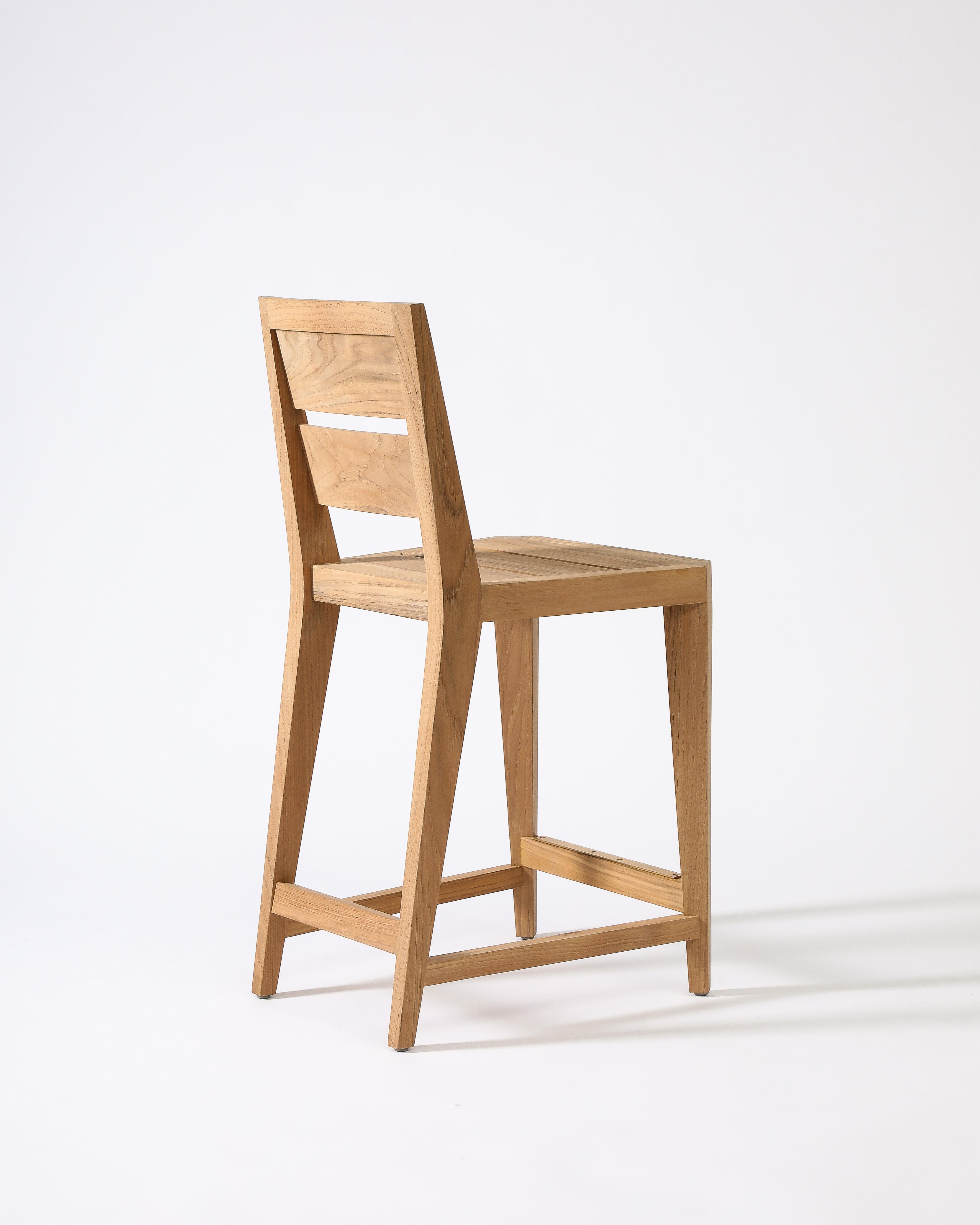 Set di sette sgabelli da bar per esterni in teak di Sutherland, Stati Uniti in vendita 8