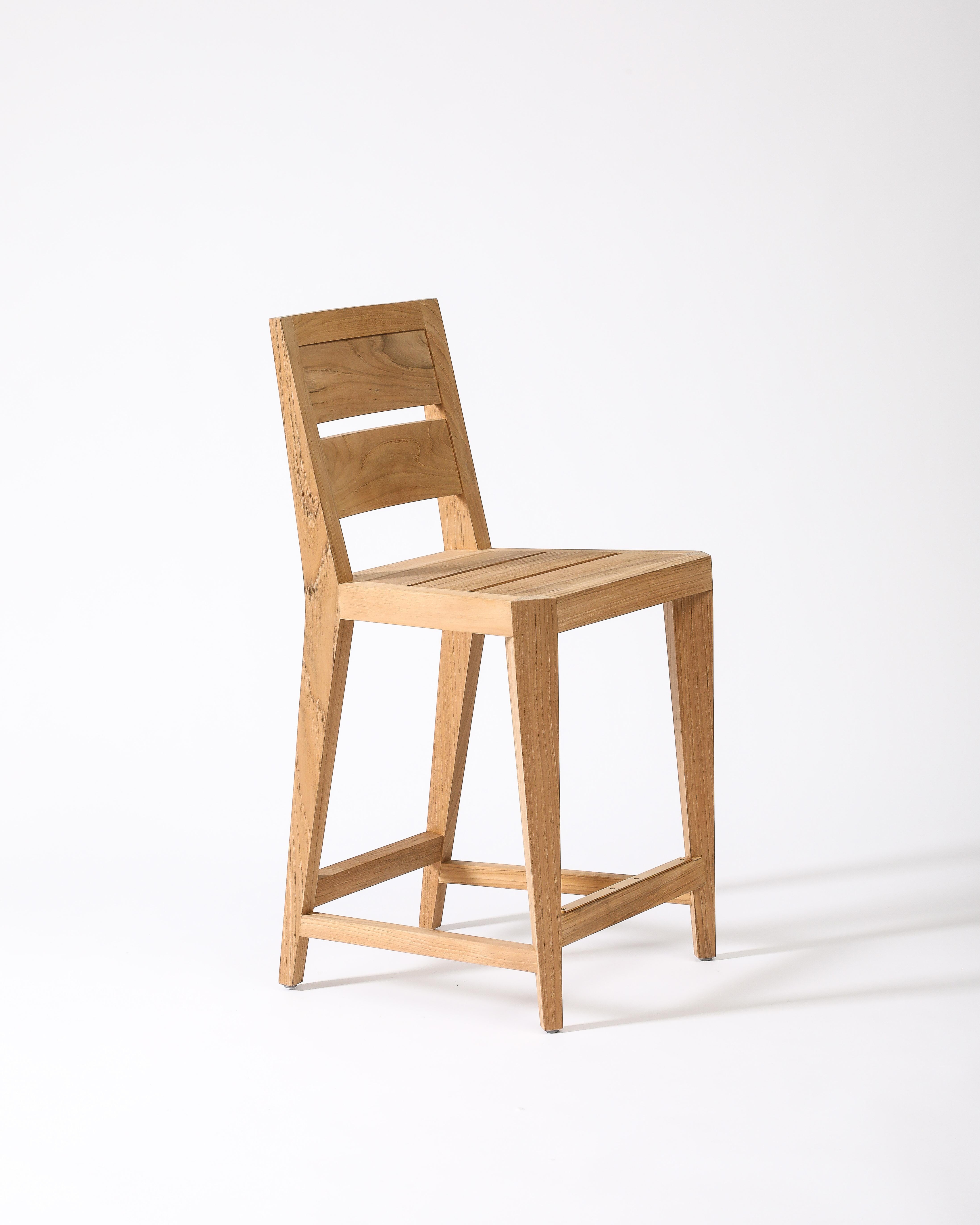 Set di sette sgabelli da bar per esterni in teak di Sutherland, Stati Uniti in vendita 10