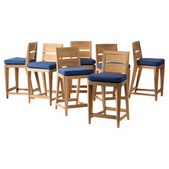 Used Set of Seven Outdoor Bar Stools in Teak by Sutherland, United States