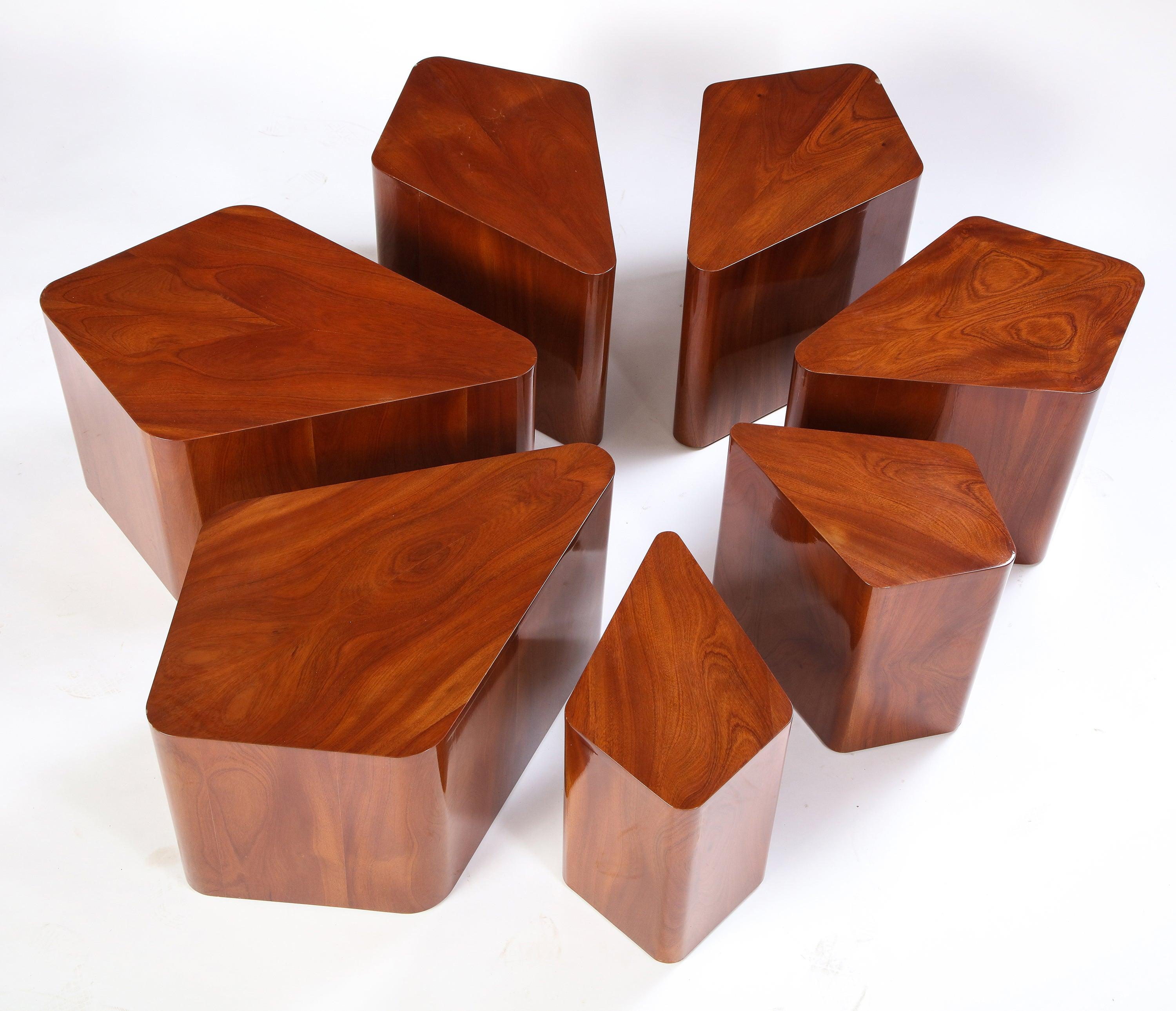 Set of Seven Petal-Form Side Tables, Designed by Juan Montoya, Modern 4