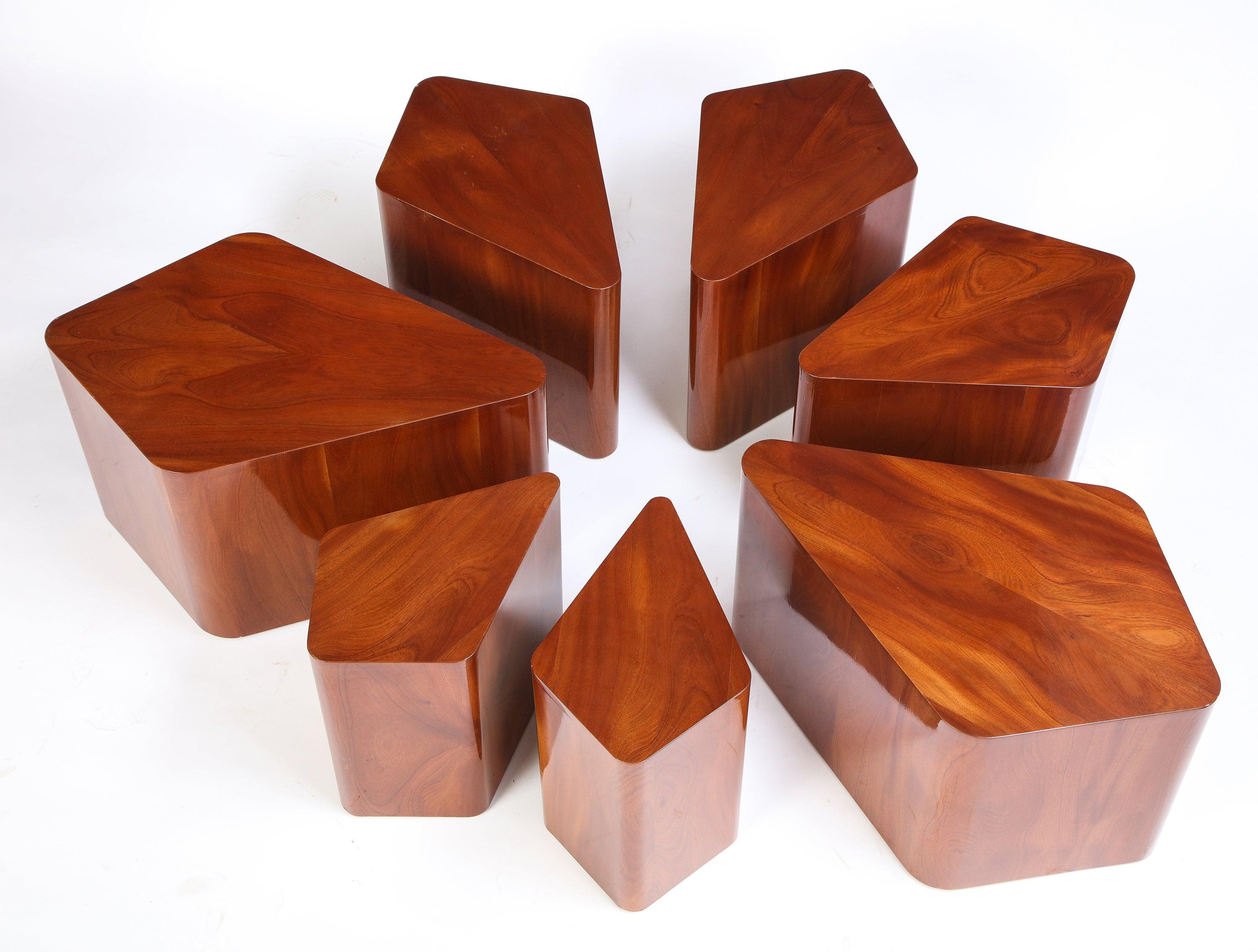 Set of Seven Petal-Form Side Tables, Designed by Juan Montoya, Modern 5