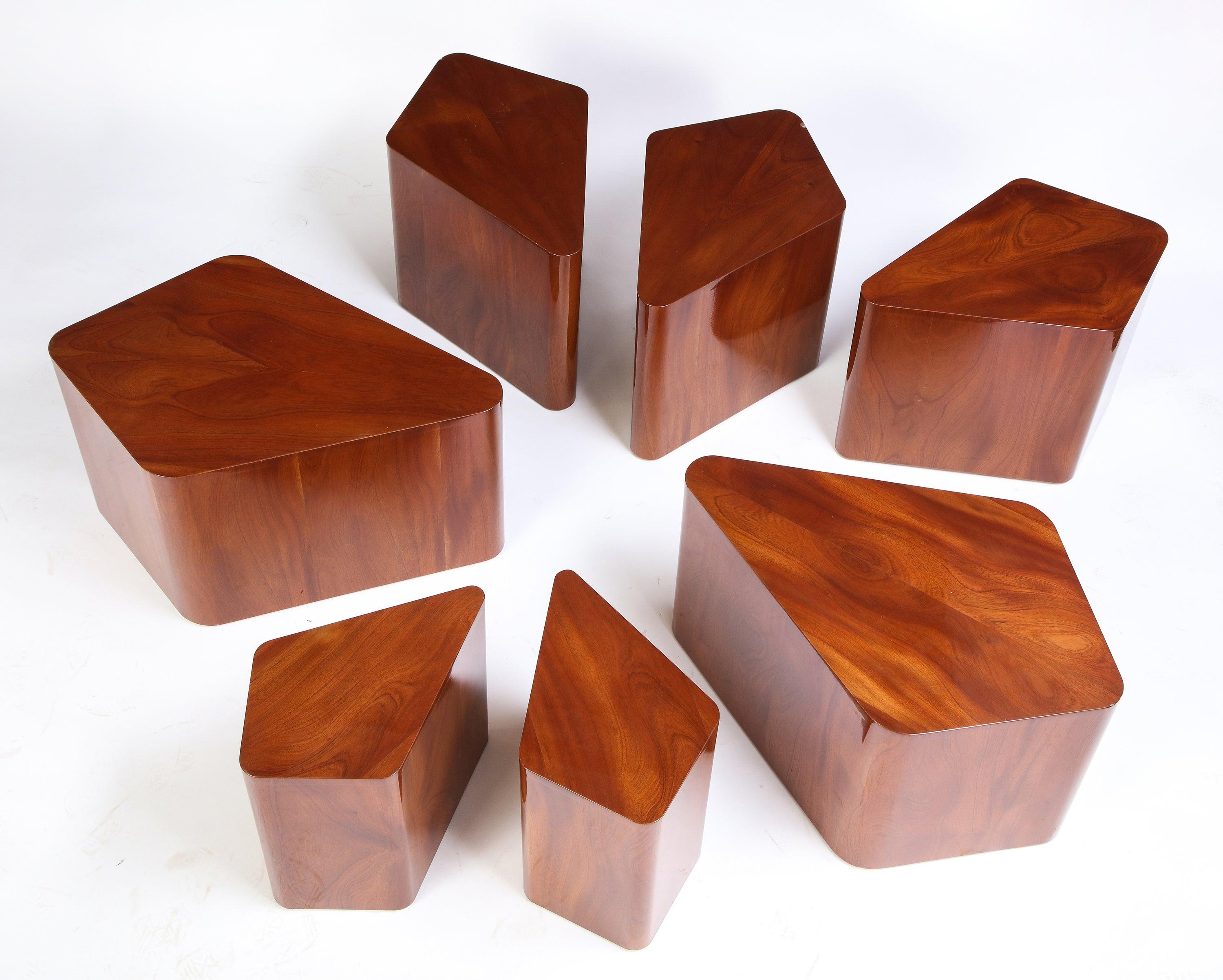 Set of Seven Petal-Form Side Tables, Designed by Juan Montoya, Modern 8