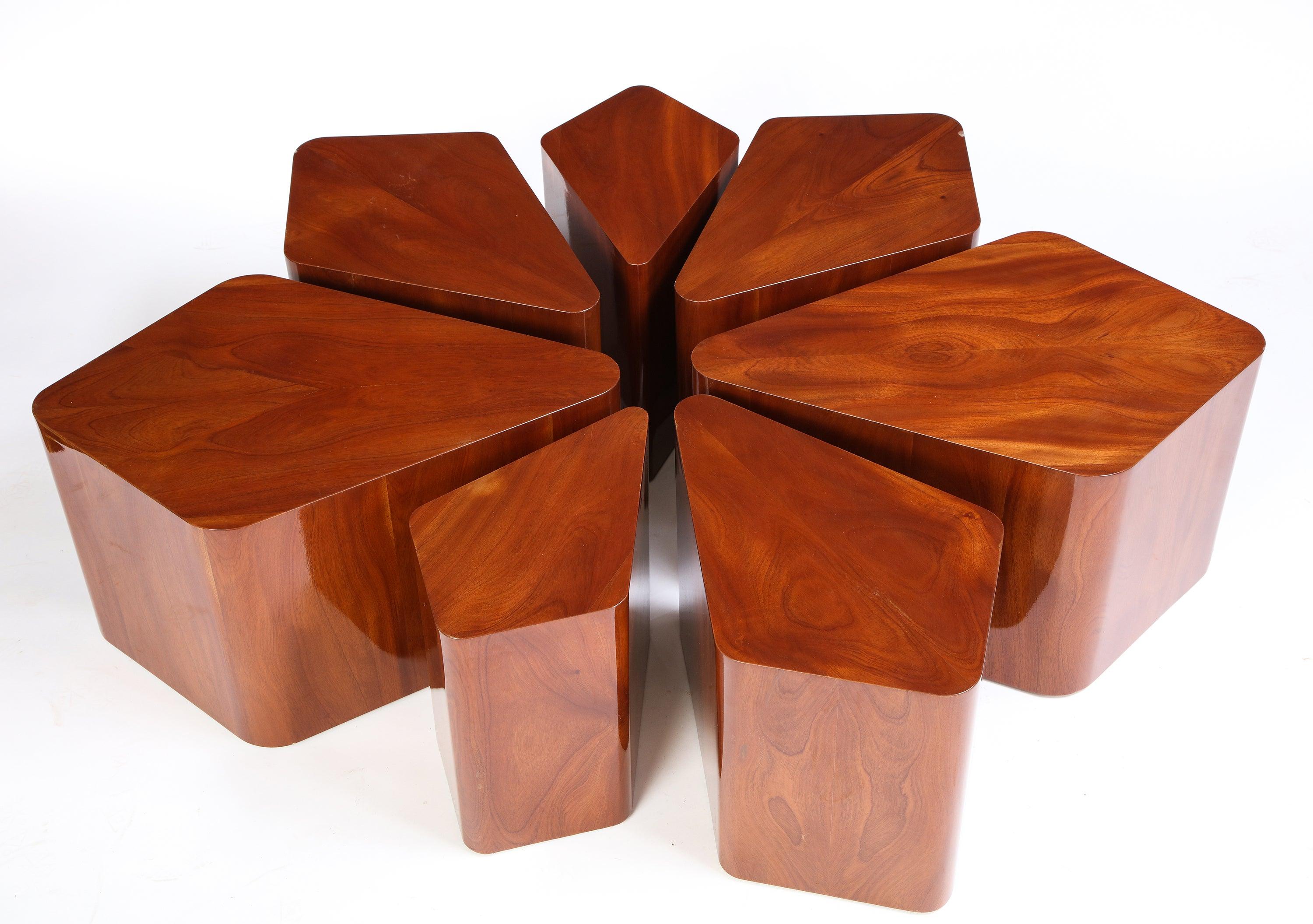 Set of Seven Petal-Form Side Tables, Designed by Juan Montoya, Modern 10