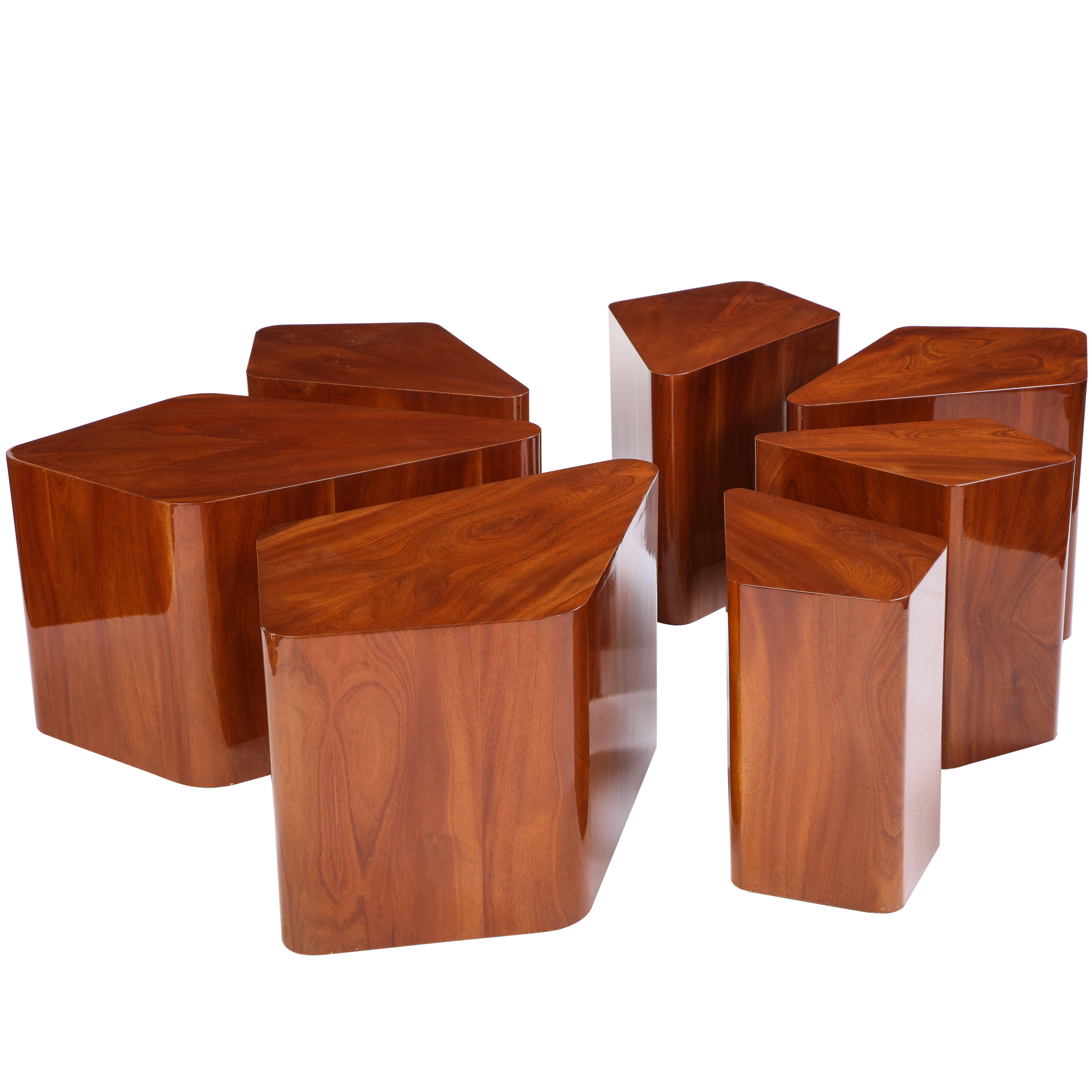 Set of Seven Petal-Form Side Tables, Designed by Juan Montoya, Modern 3