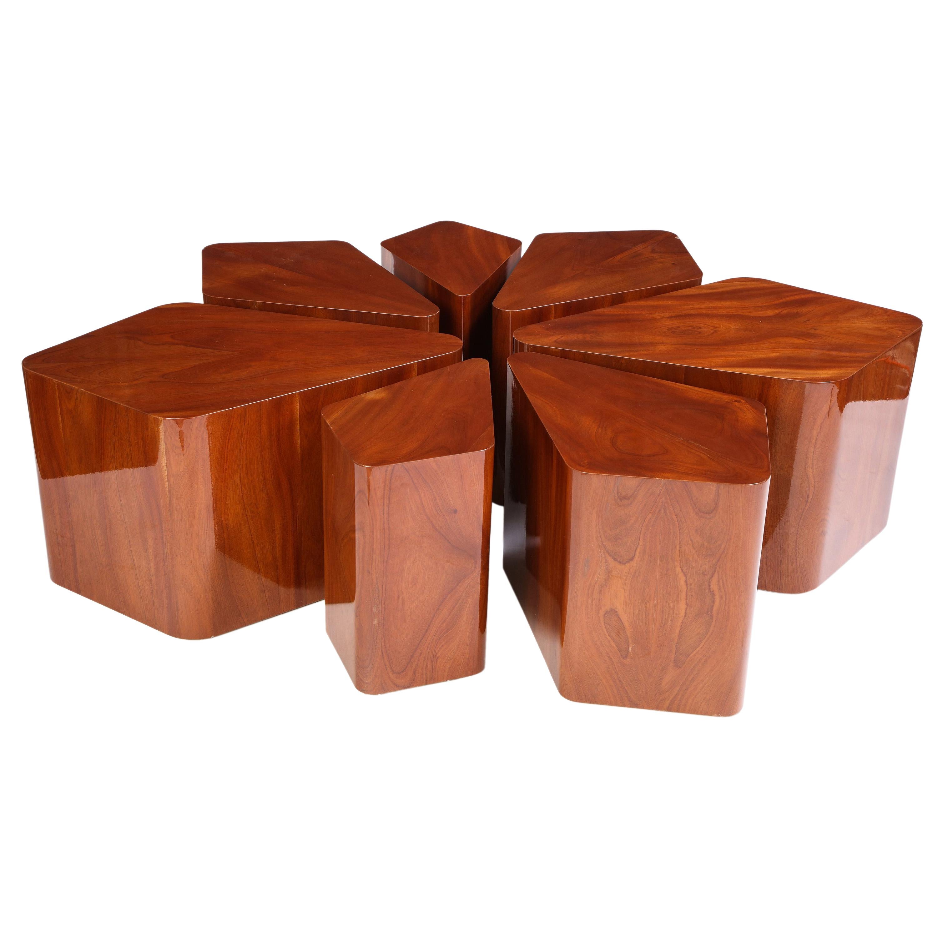 Set of Seven Petal-Form Side Tables, Designed by Juan Montoya, Modern