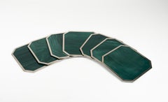 Set of Seven Placemats Marble Effect Acrylic & Chrome by B B Genova, Italy 1970s